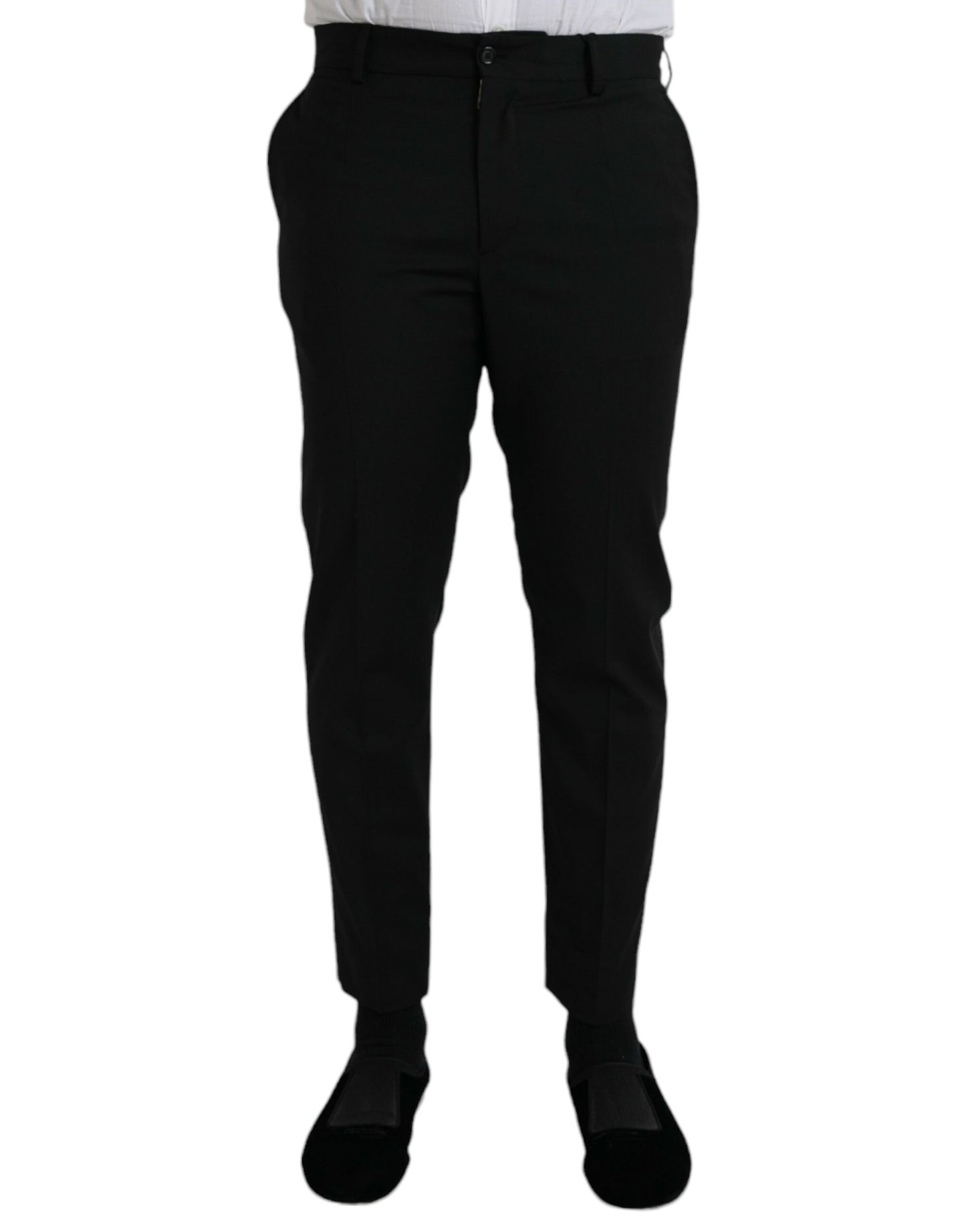 Dolce &amp; Gabbana Black Wool SlimFit Dress Formal Pants