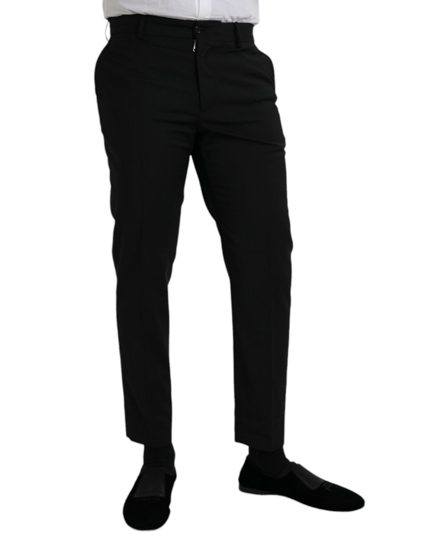 Dolce &amp; Gabbana Black Wool SlimFit Dress Formal Pants