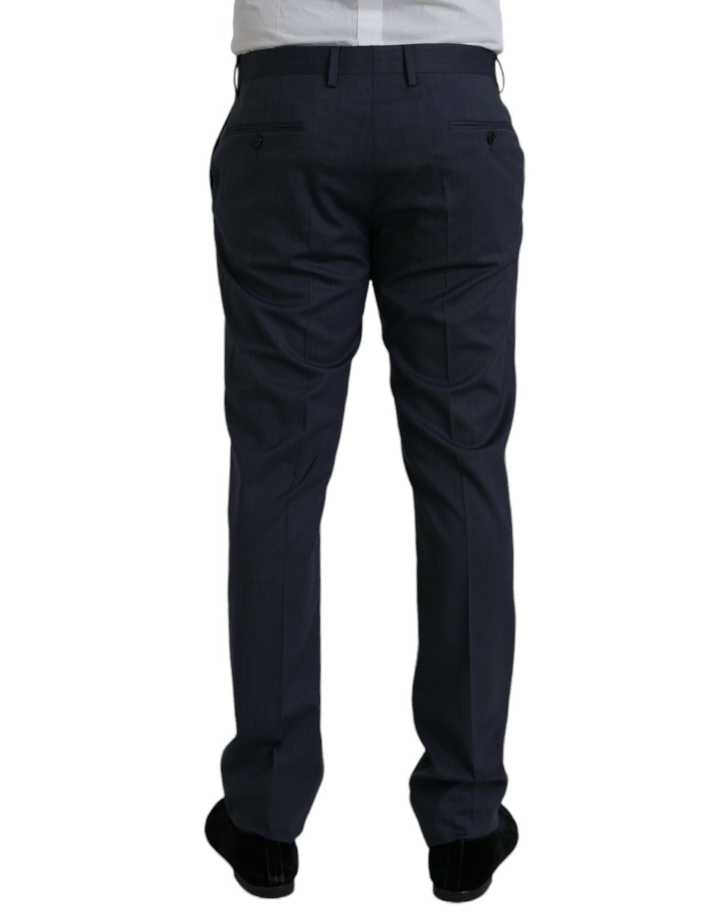 Dolce &amp; Gabbana Blue Wool Slim Fit Dress Formal Pants