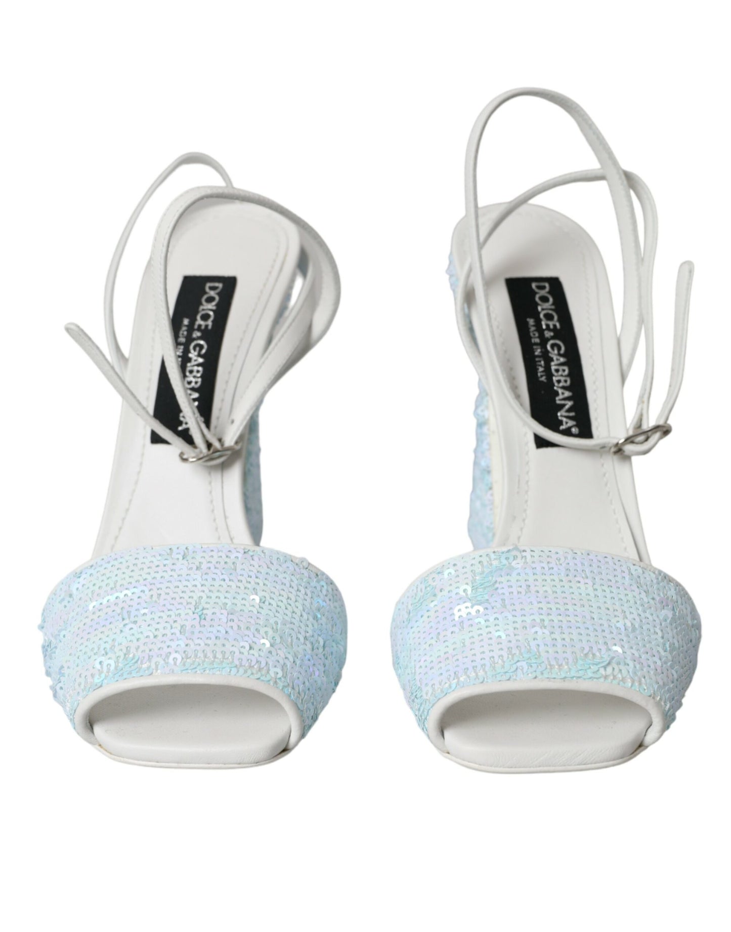 Dolce &amp; Gabbana Light Blue Sequin Strappy Sandals Shoes