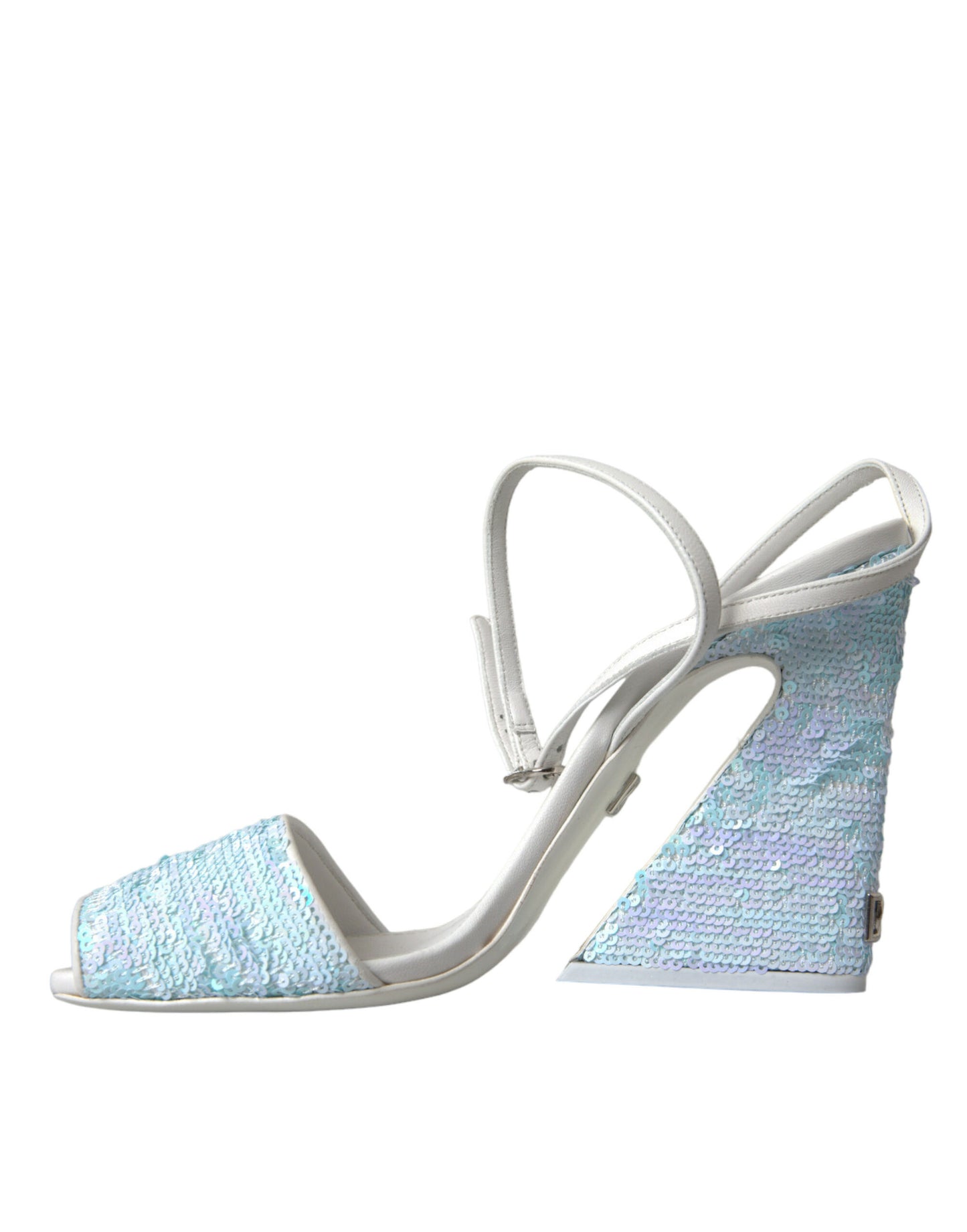 Dolce &amp; Gabbana Light Blue Sequin Strappy Sandals Shoes