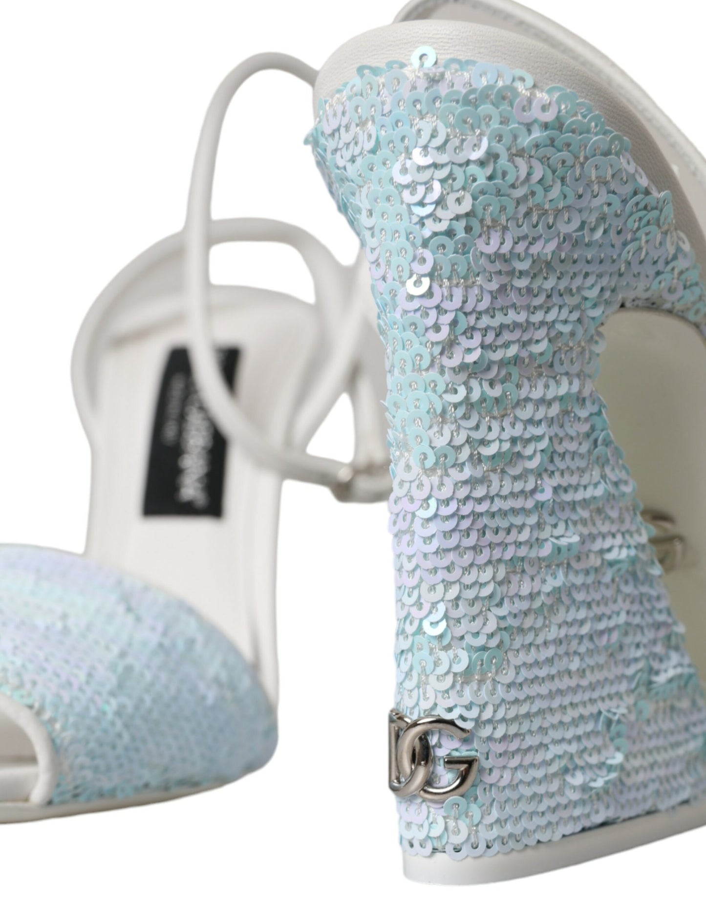 Dolce &amp; Gabbana Light Blue Sequin Strappy Sandals Shoes