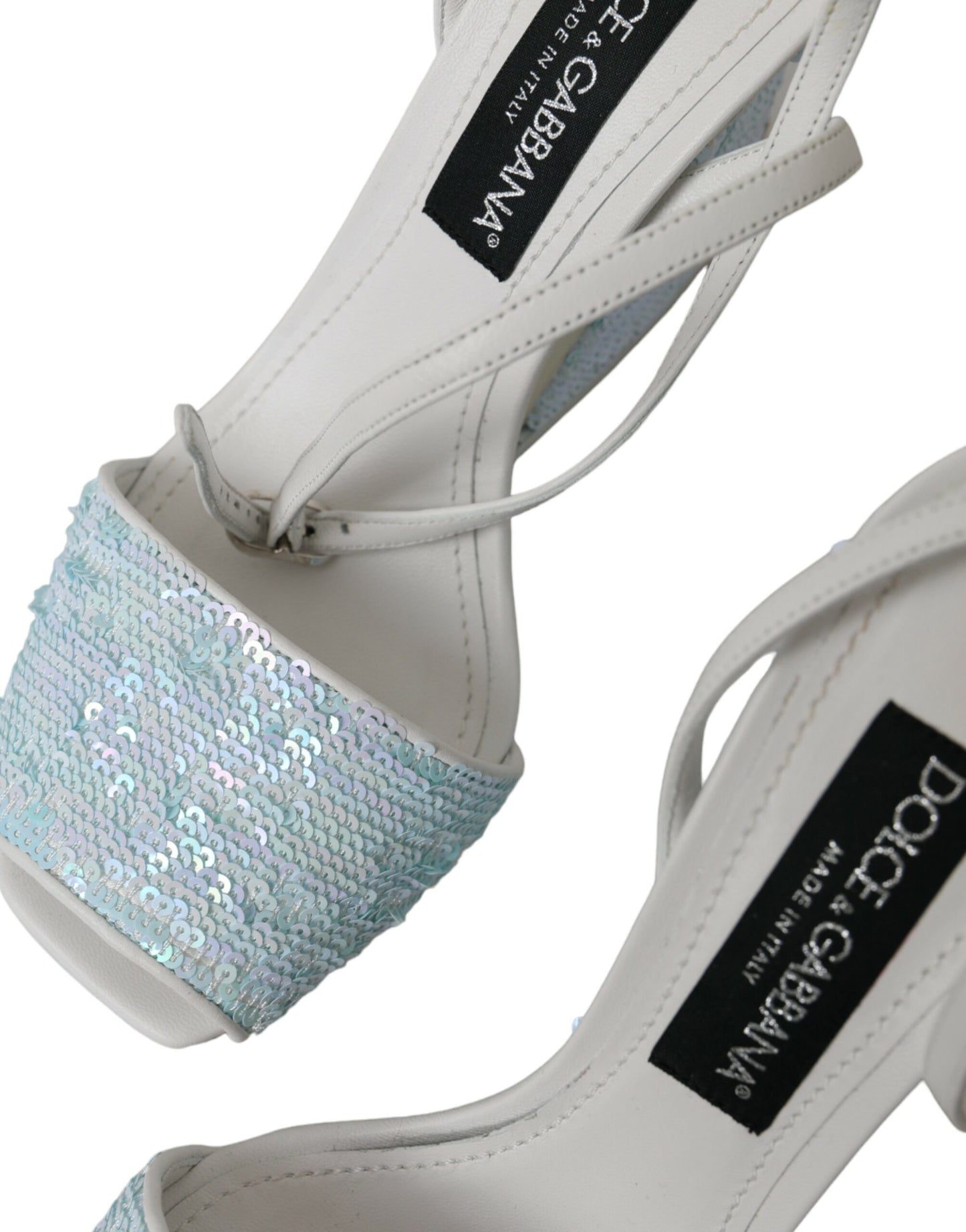 Dolce &amp; Gabbana Light Blue Sequin Strappy Sandals Shoes