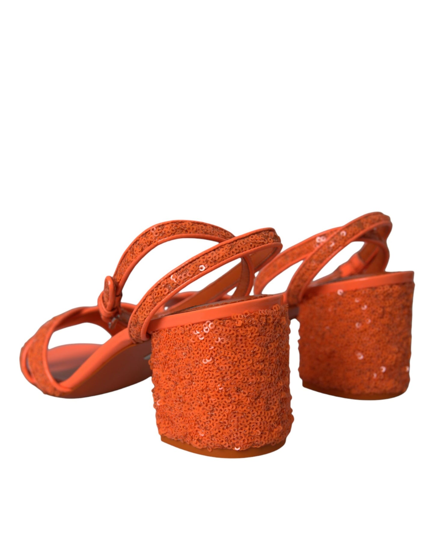 Dolce &amp; Gabbana Orange Sequin Strappy Sandals Shoes