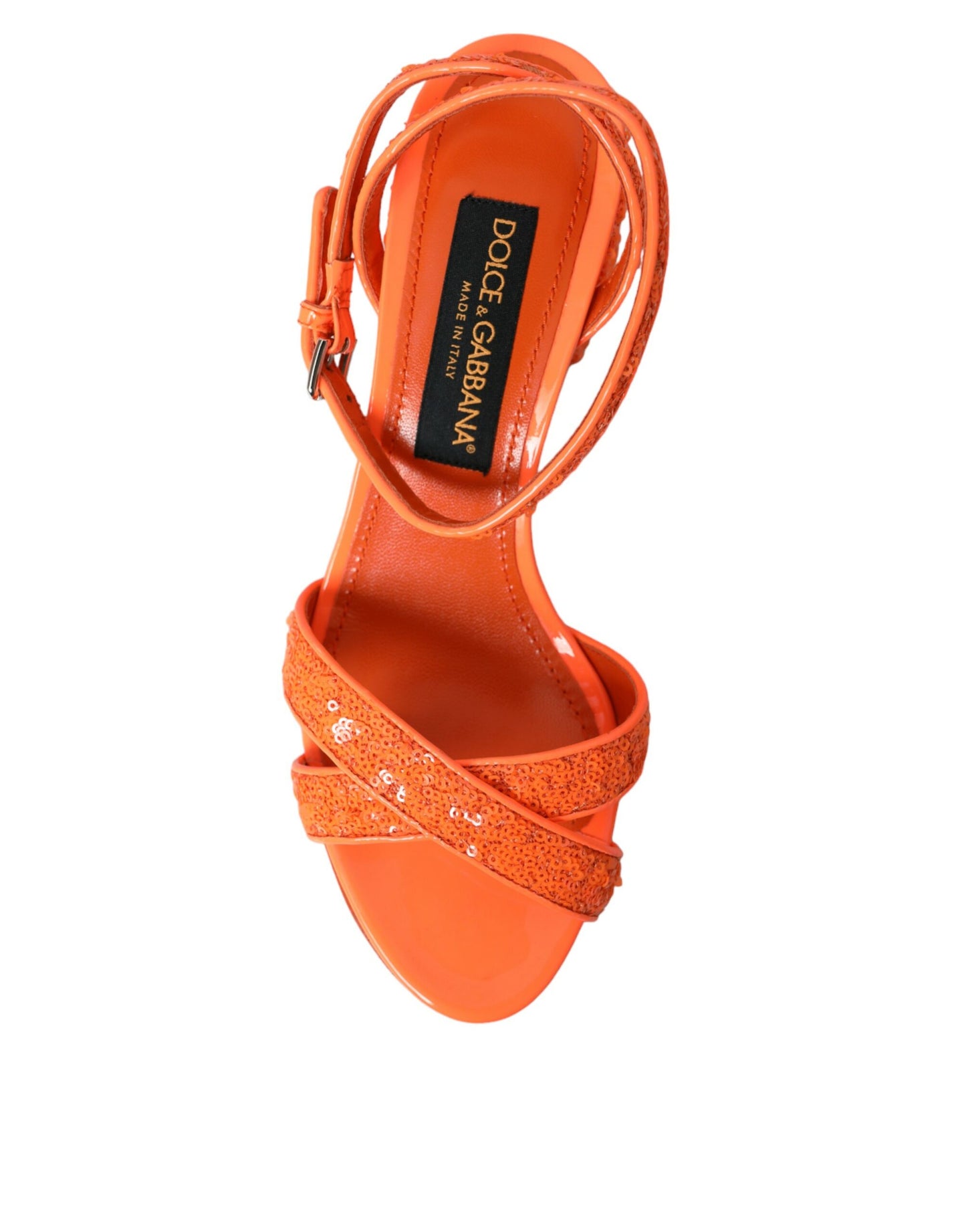 Dolce &amp; Gabbana Orange Sequin Strappy Sandals Shoes