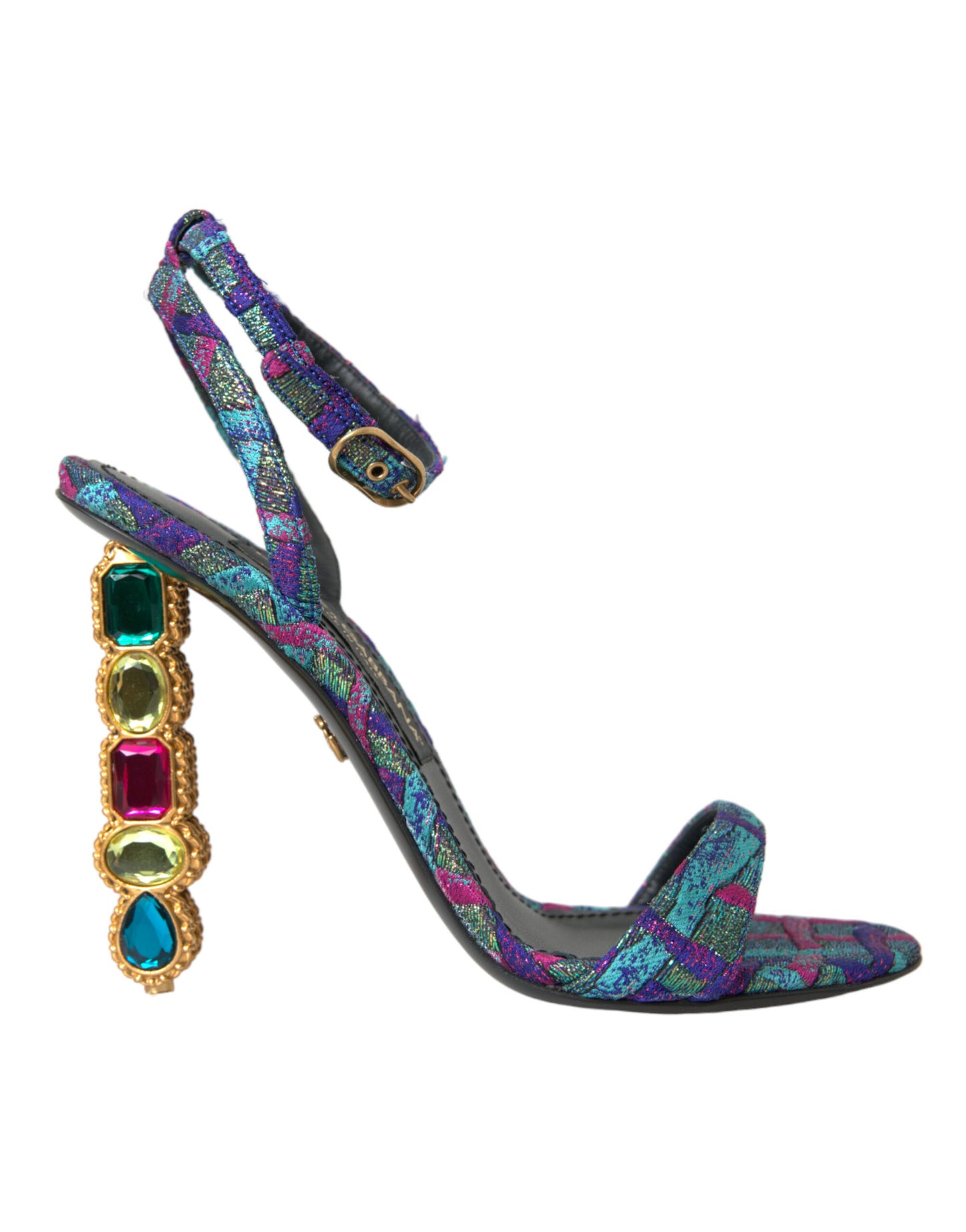 Dolce &amp; Gabbana Multicolor Jacquard Crystals Sandals Shoes