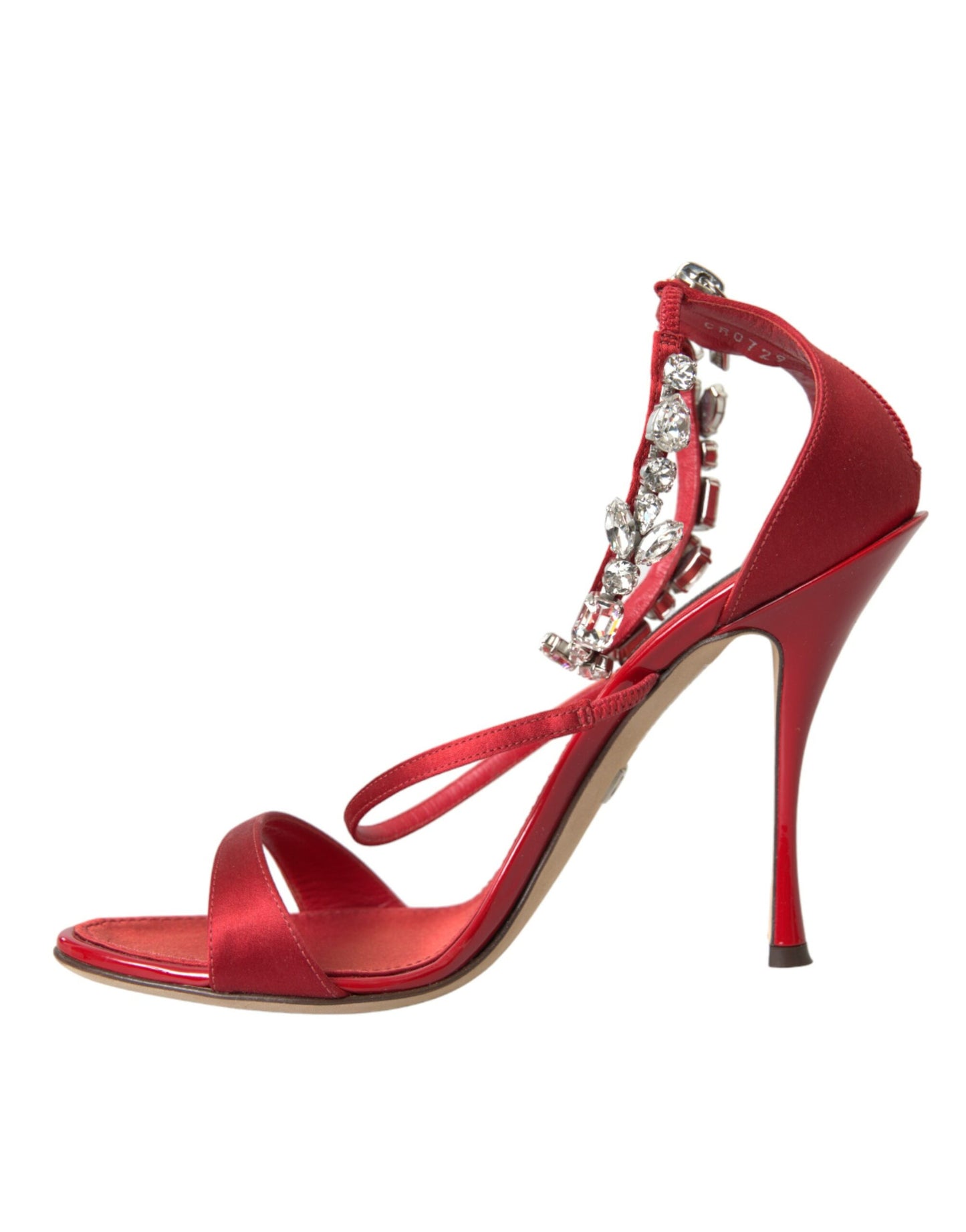 Dolce &amp; Gabbana Keira Red Satin Crystals Sandals Heels Shoes