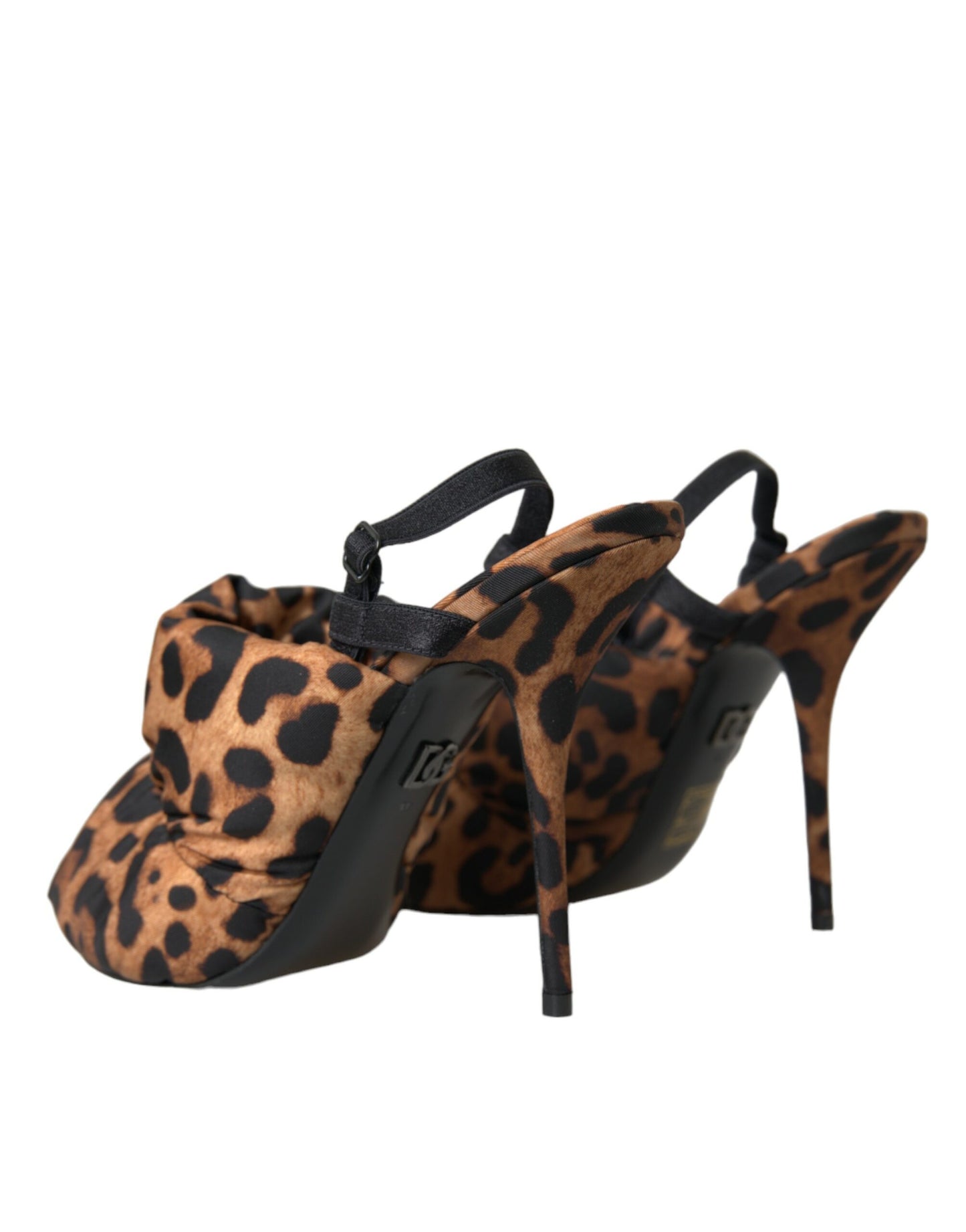 Dolce &amp; Gabbana Brown Leopard Slingback Heels Sandals Shoes