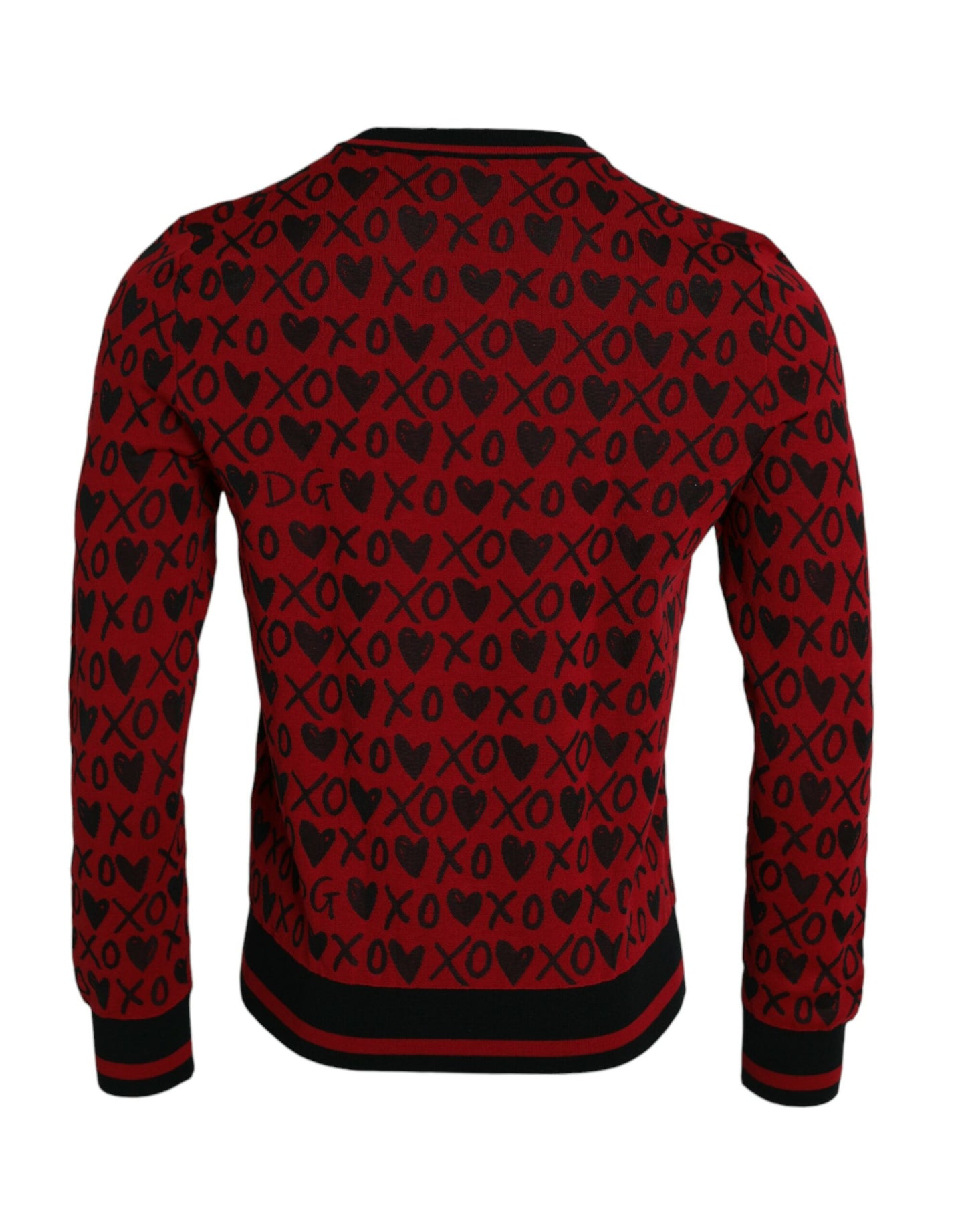 Dolce &amp; Gabbana Red Black XOXO Crew Neck Sweater