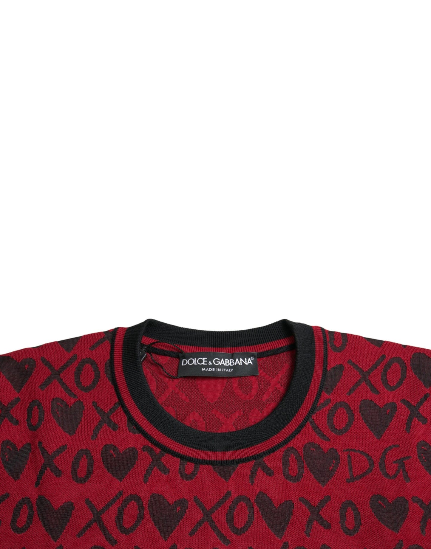 Dolce &amp; Gabbana Red Black XOXO Crew Neck Sweater