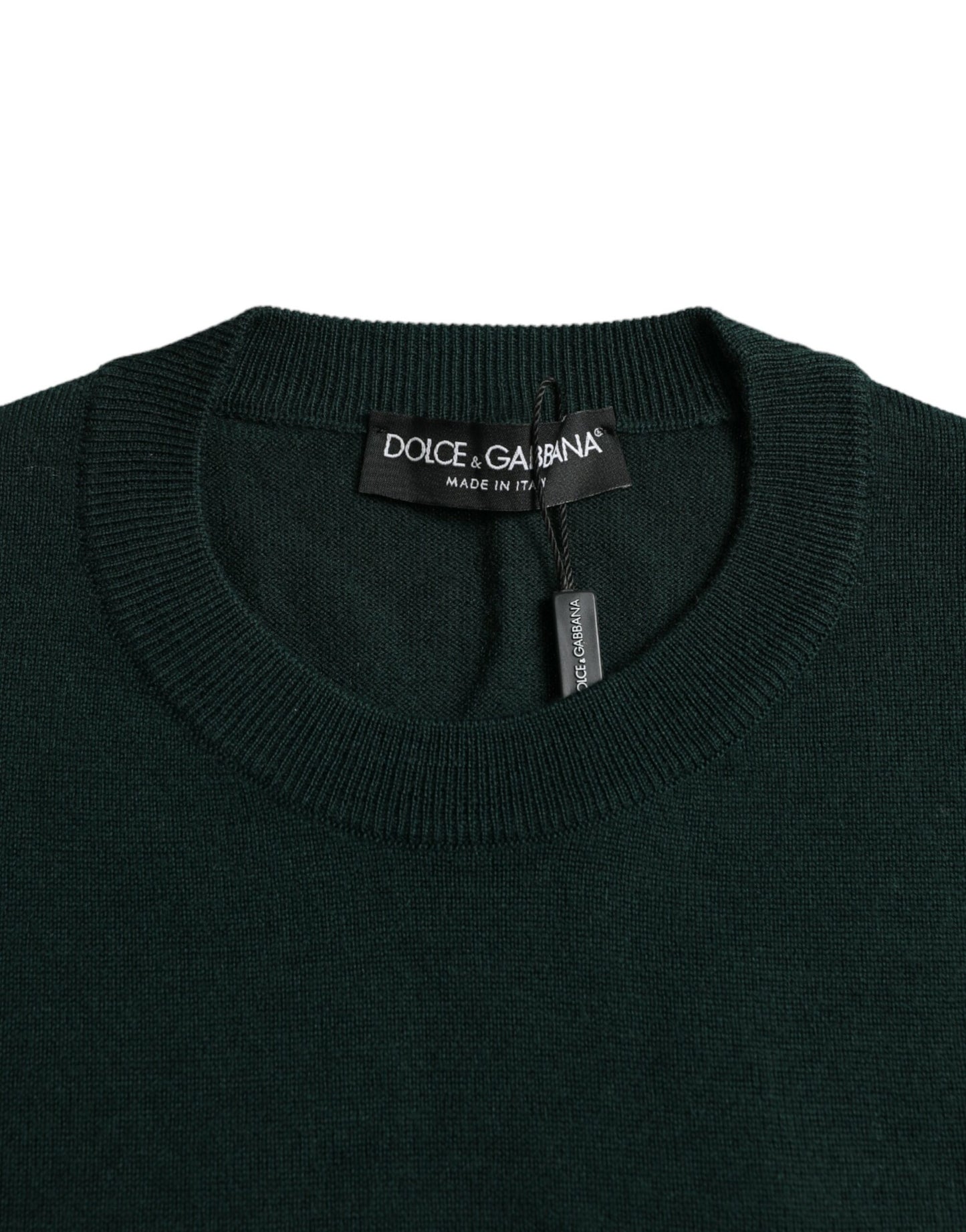 Dolce & Gabbana Dunkelgrüner Crown Pullover mit Rundhalsausschnitt