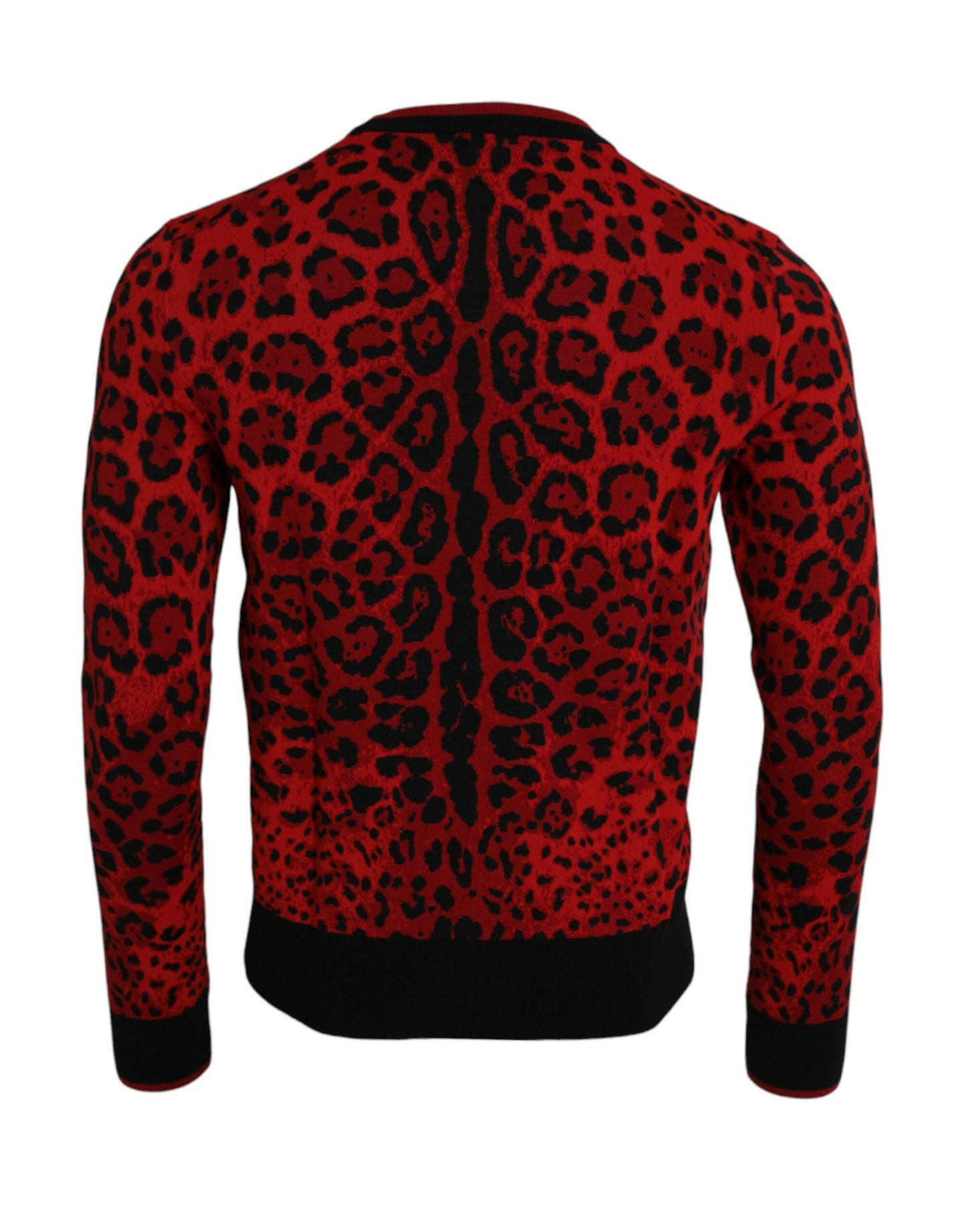 Dolce &amp; Gabbana round-neck sweater in red leopard wool