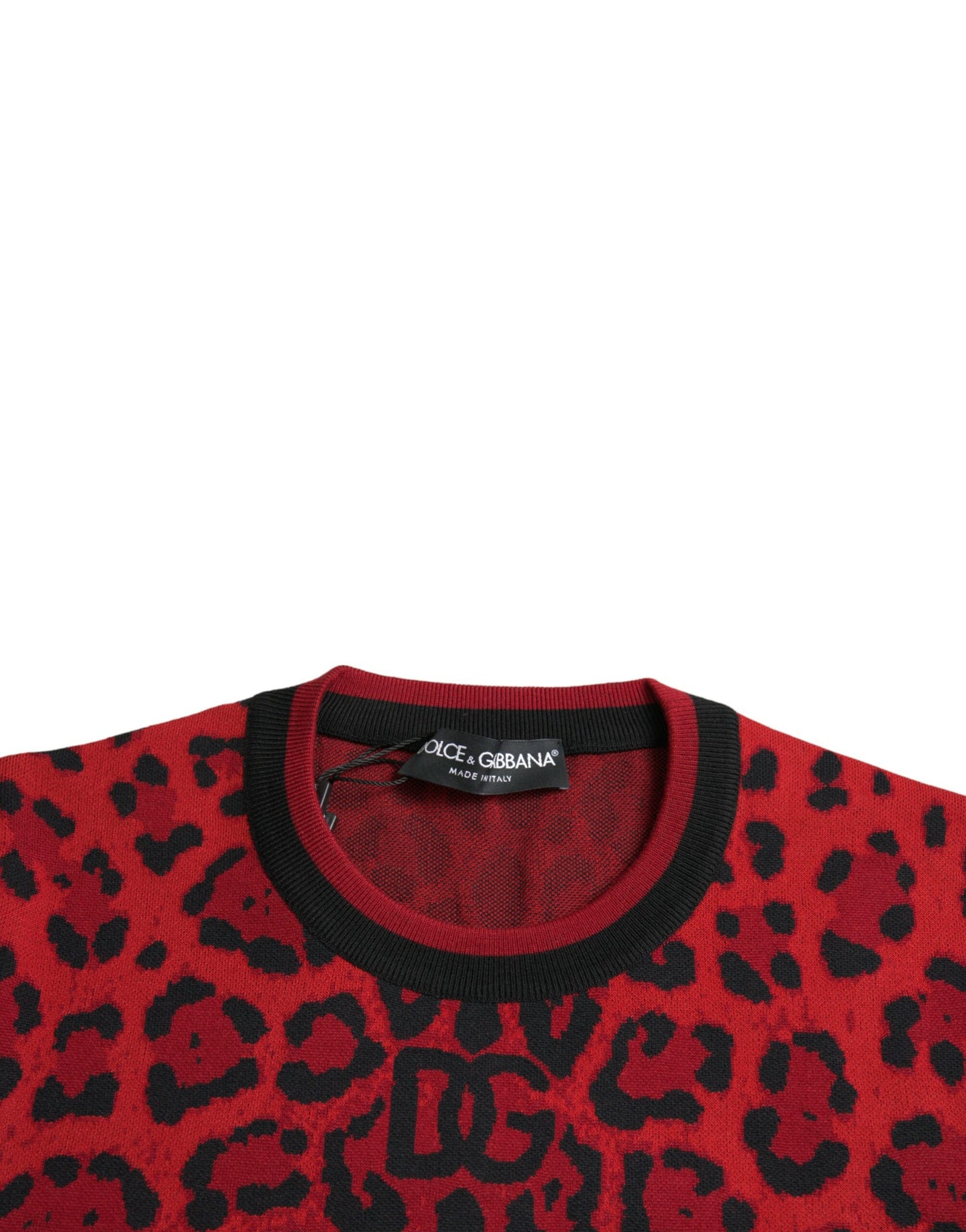 Dolce &amp; Gabbana round-neck sweater in red leopard wool