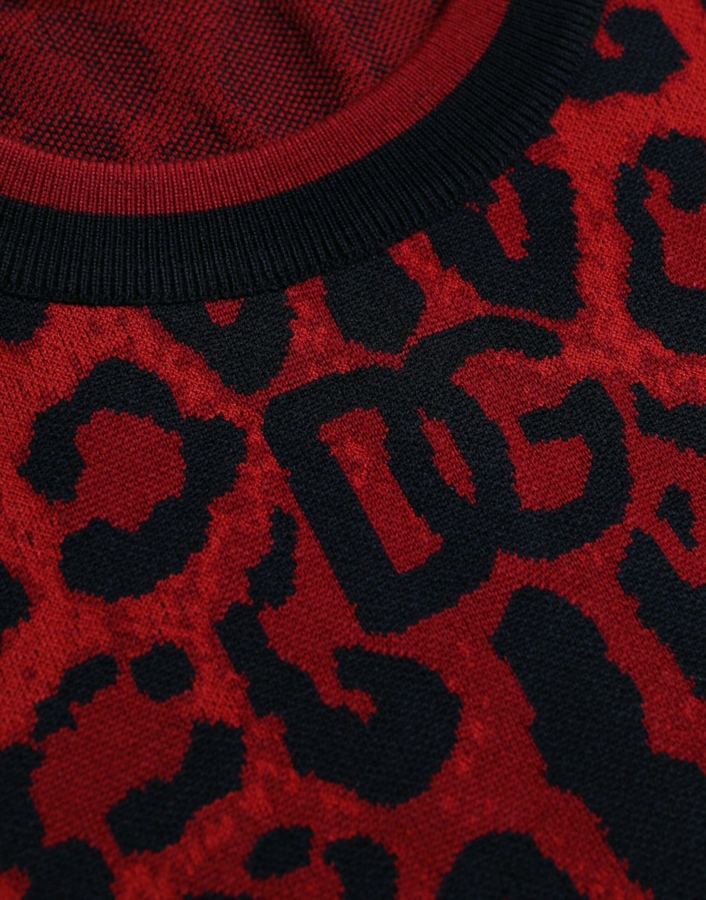 Dolce &amp; Gabbana round-neck sweater in red leopard wool