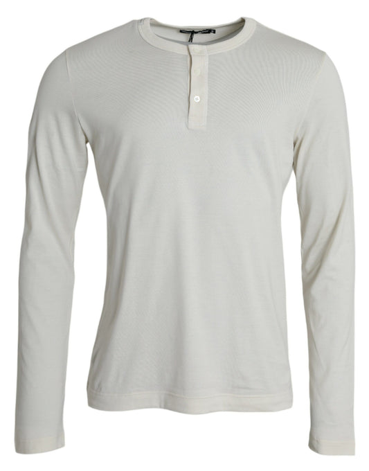 Dolce &amp; Gabbana White Cotton Crew Neck Sweater