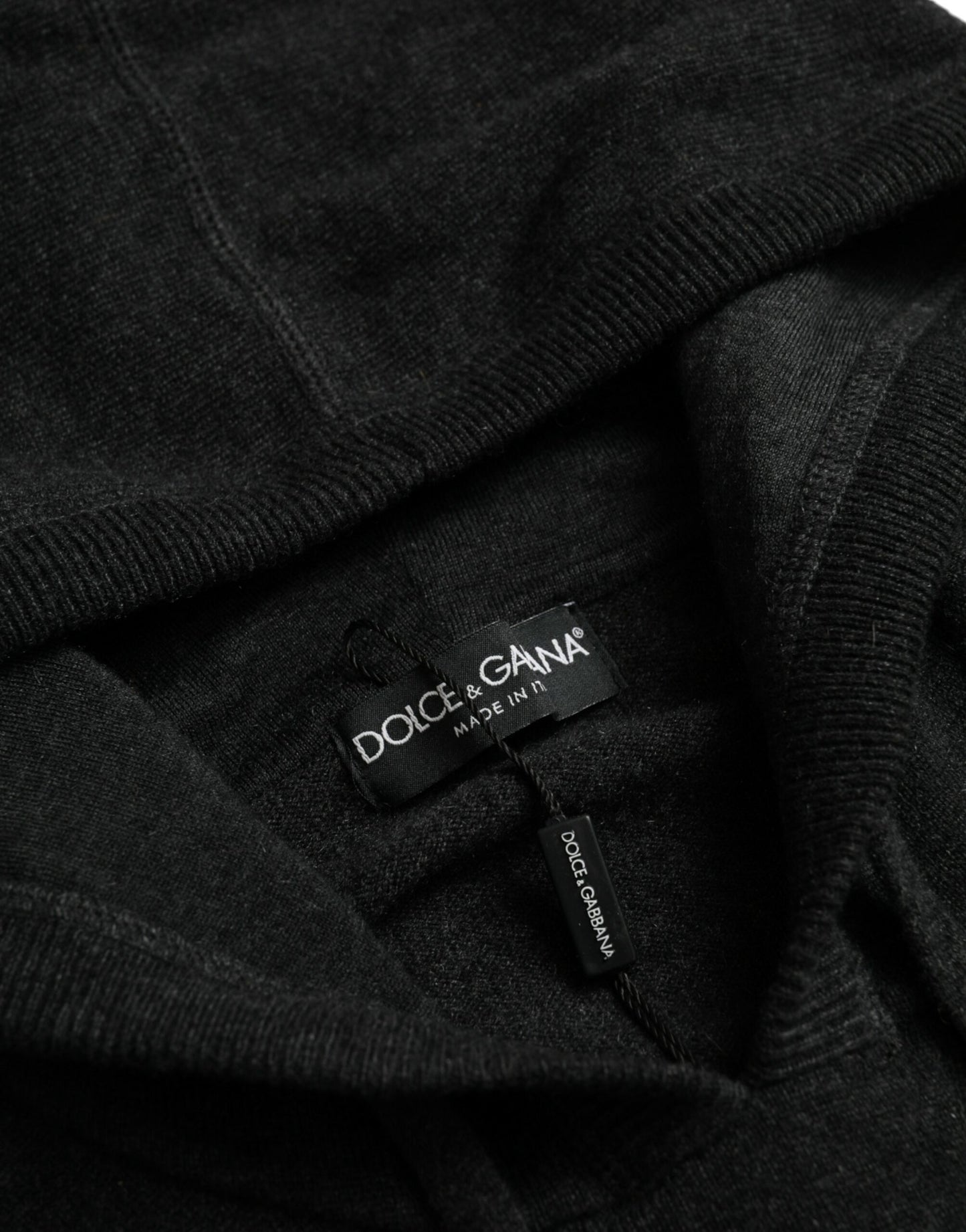 Dolce & Gabbana Dunkelgrauer Kaschmirpullover mit Kapuze