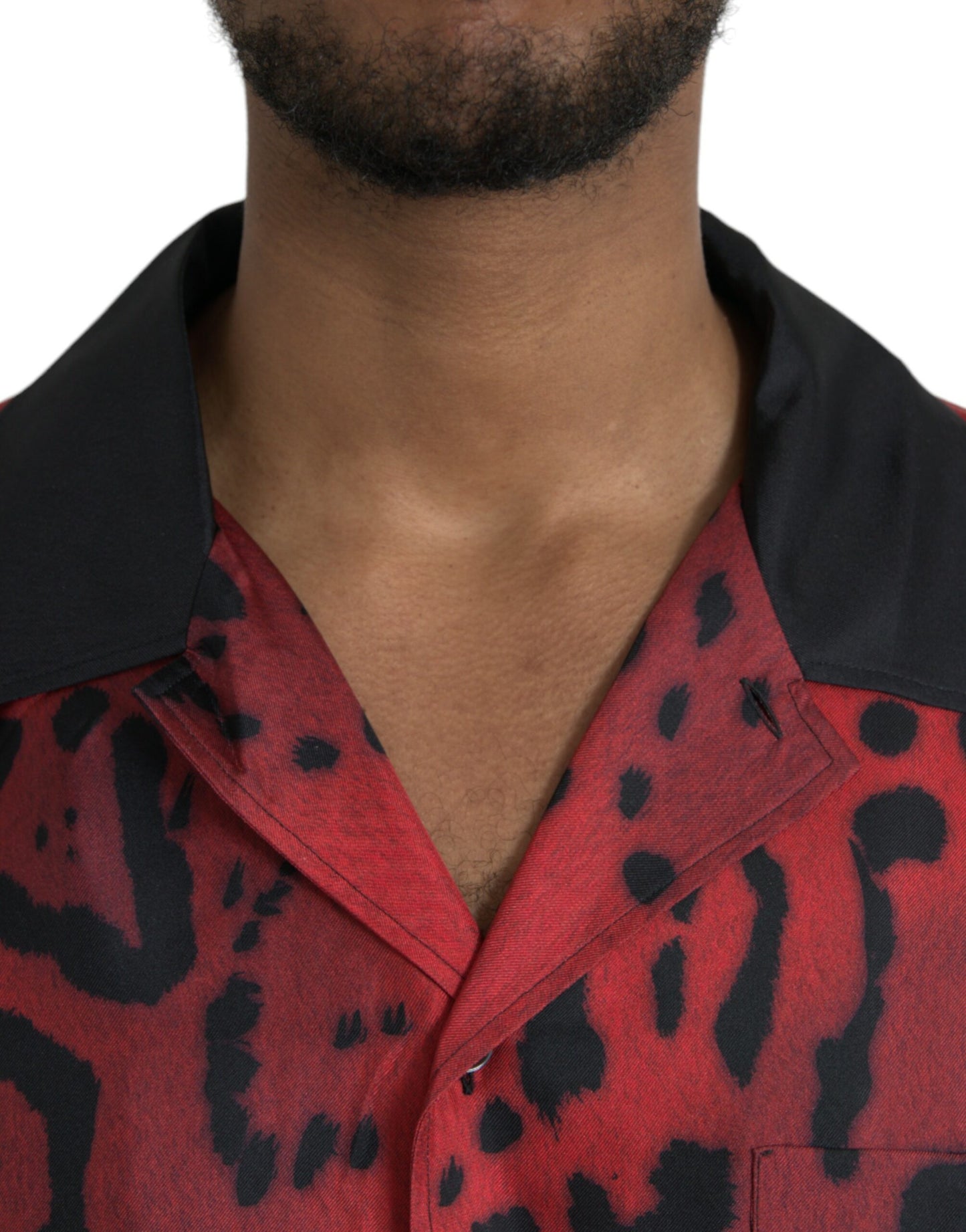 Dolce &amp; Gabbana Red Leopard Silk Button Down Shirt Casual Shirt