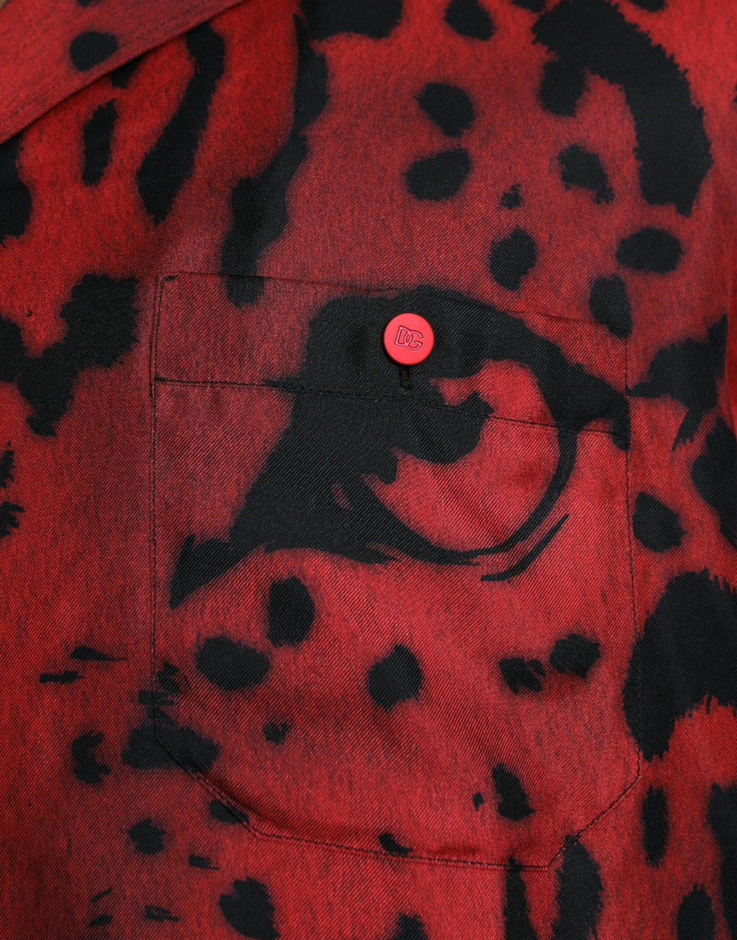 Dolce &amp; Gabbana Red Leopard Silk Button Down Shirt Casual Shirt