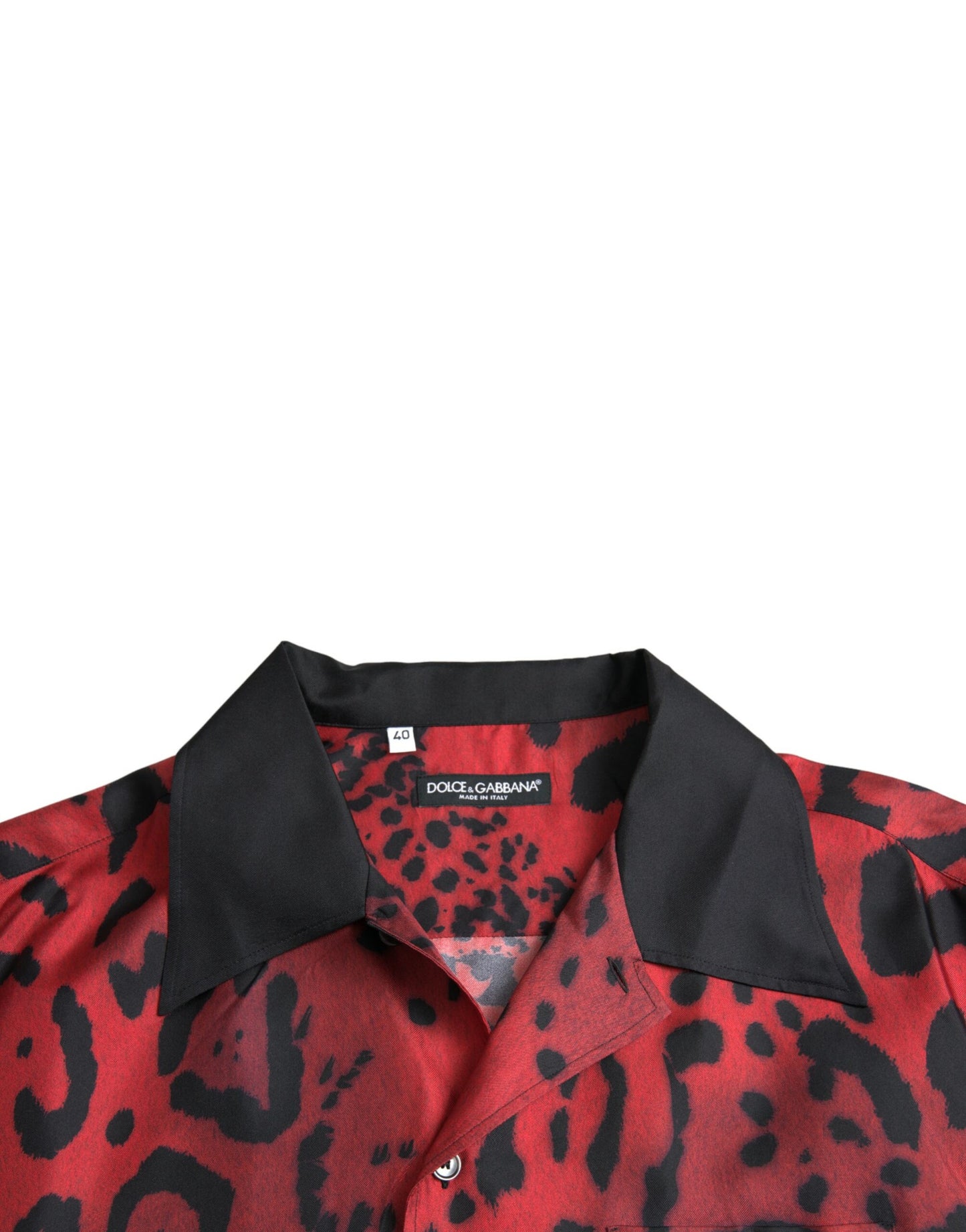 Dolce &amp; Gabbana Red Leopard Silk Button Down Shirt Casual Shirt