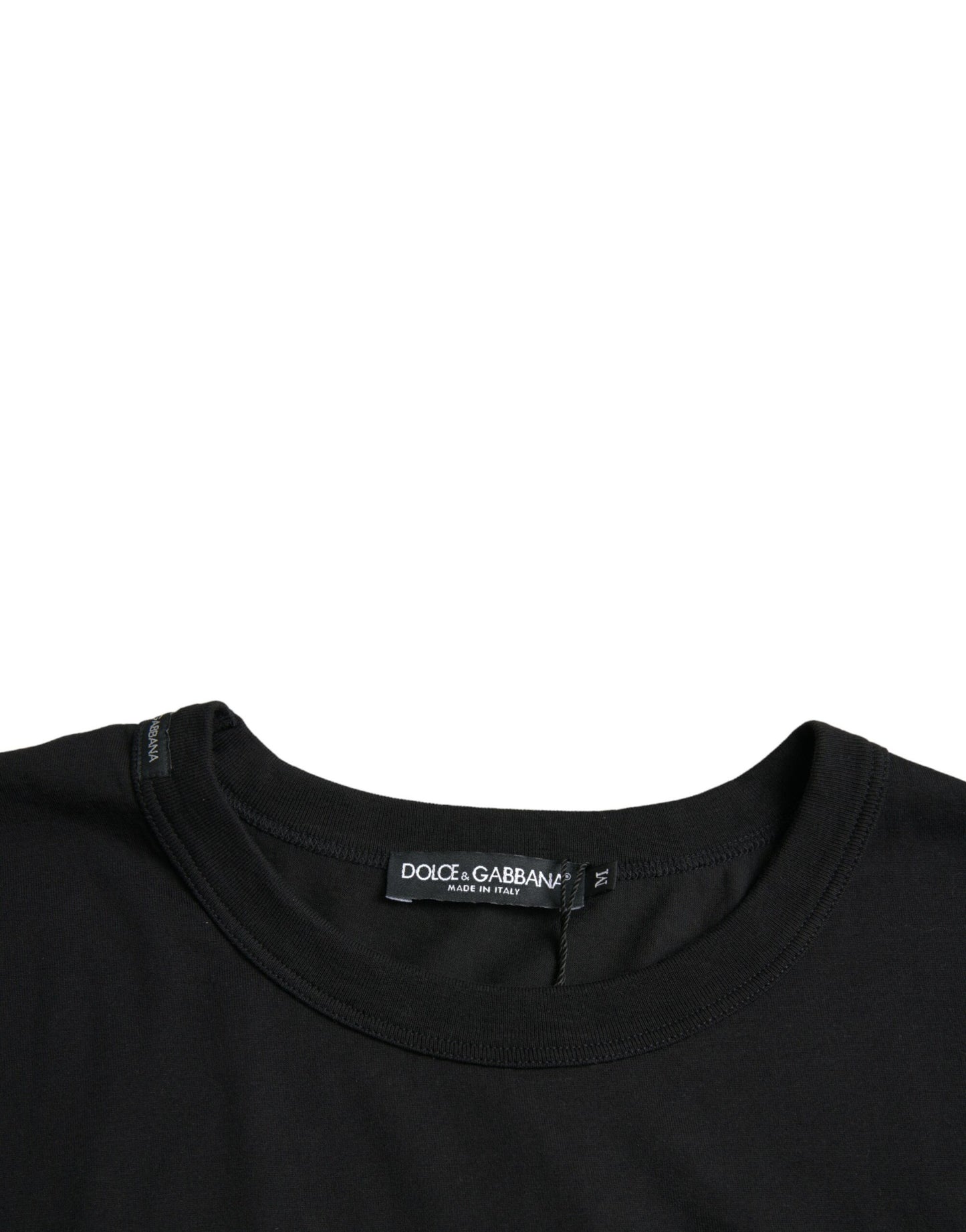 Dolce &amp; Gabbana Black round neck short sleeve T-shirt with embossed logo