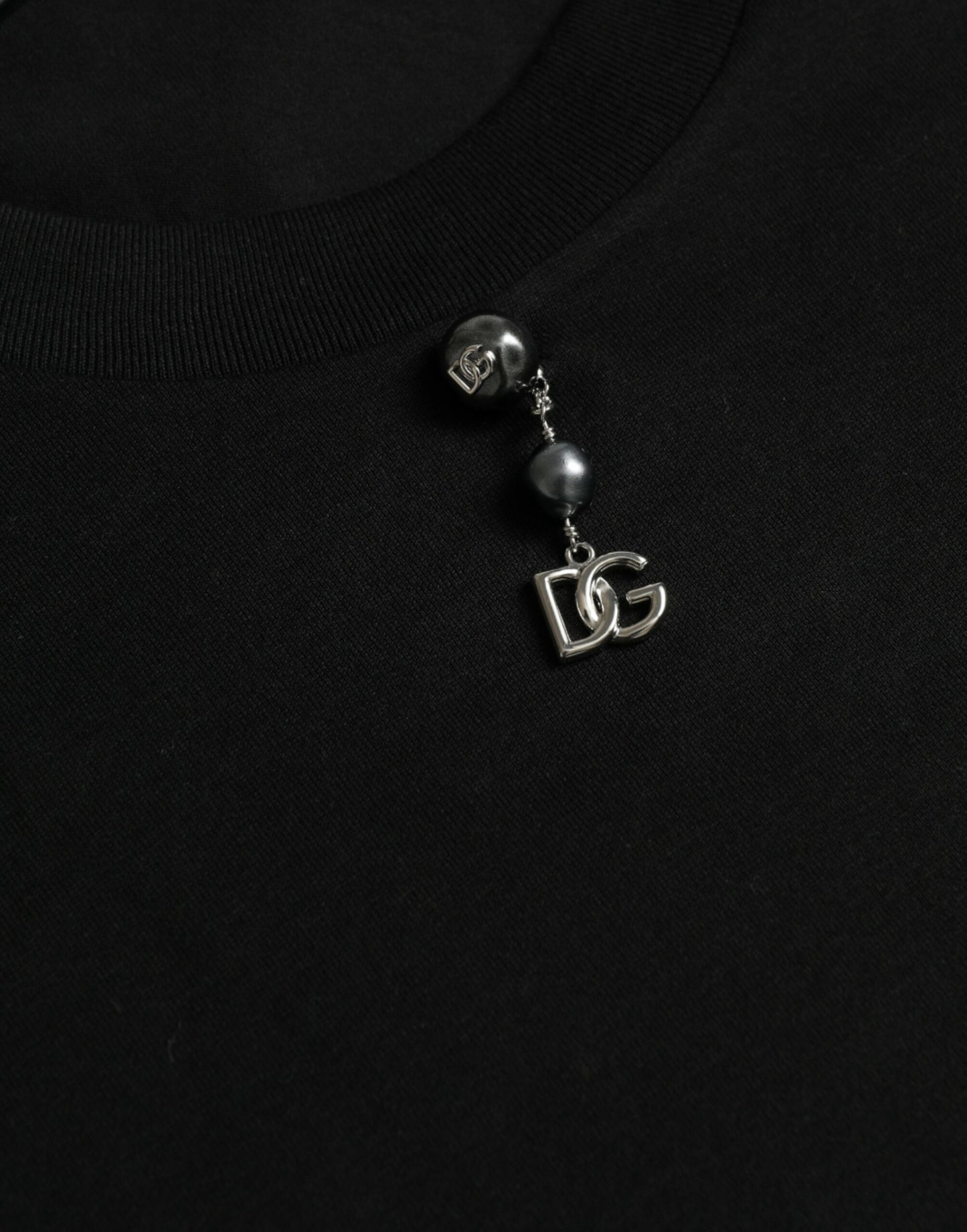 Dolce &amp; Gabbana Black cotton crew neck T-shirt with embellishments