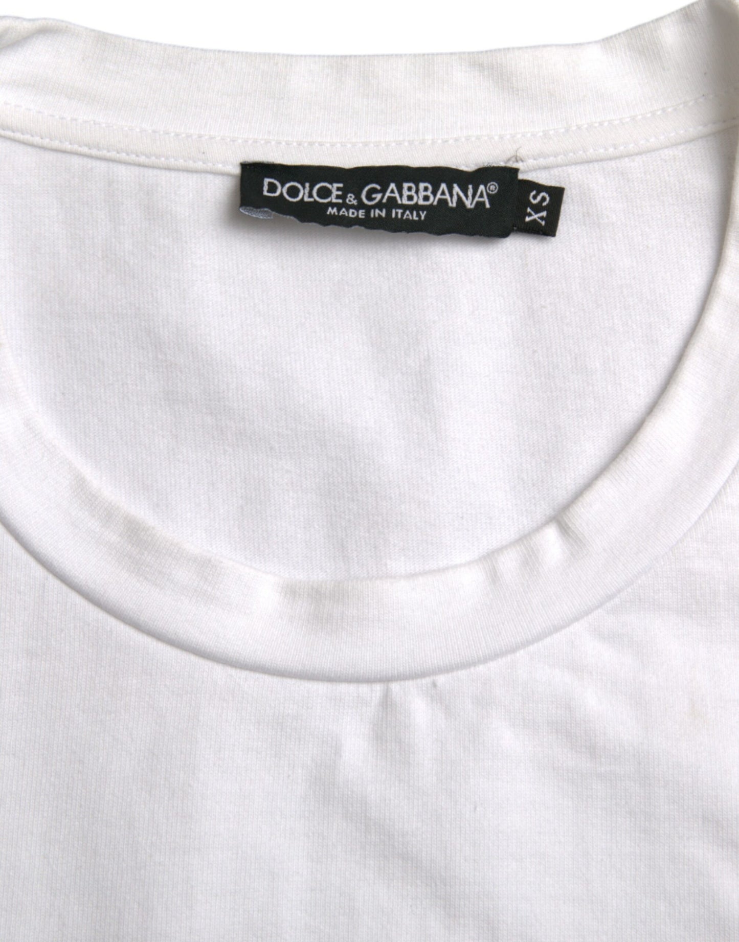 Dolce &amp; Gabbana White Amor Heart Cotton Crewneck Short Sleeve T-Shirt