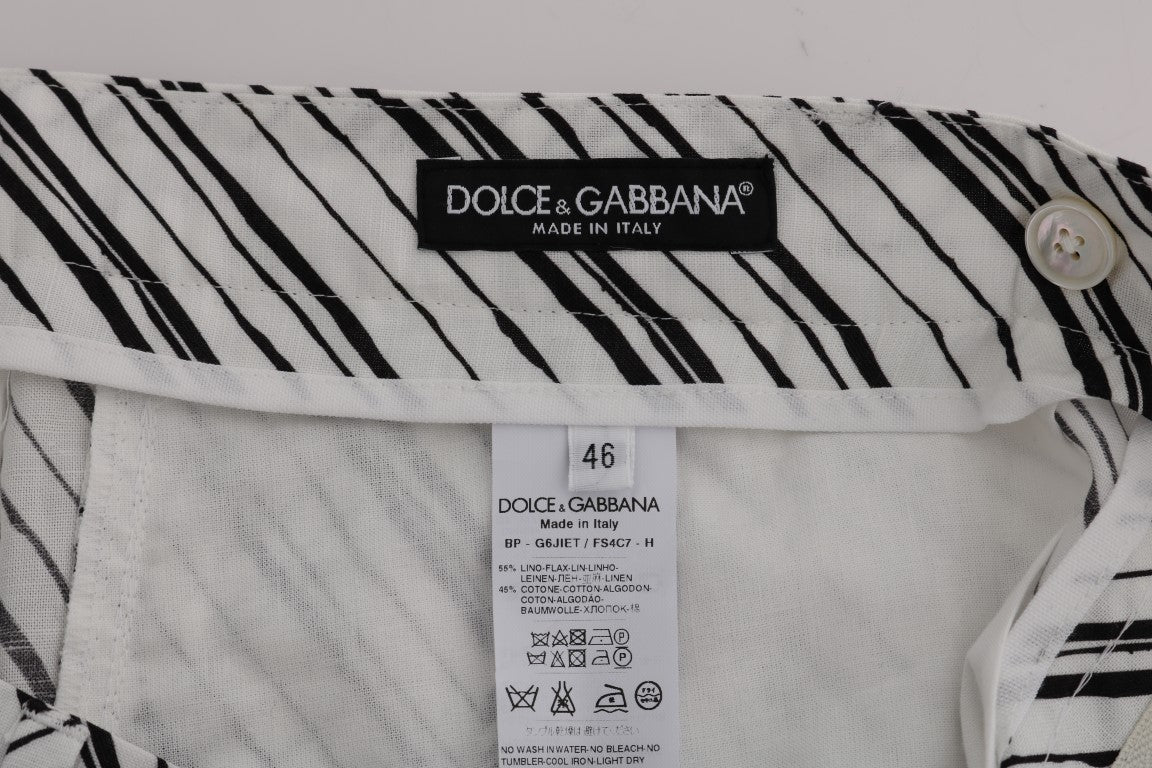 Dolce &amp; Gabbana Elegant Striped Cotton Linen Shorts