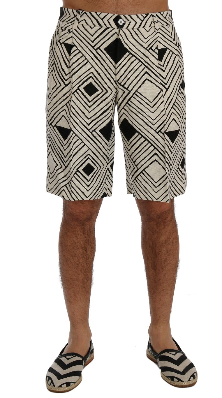 Dolce &amp; Gabbana Chic Striped Casual Shorts - Hemp and Linen Blend