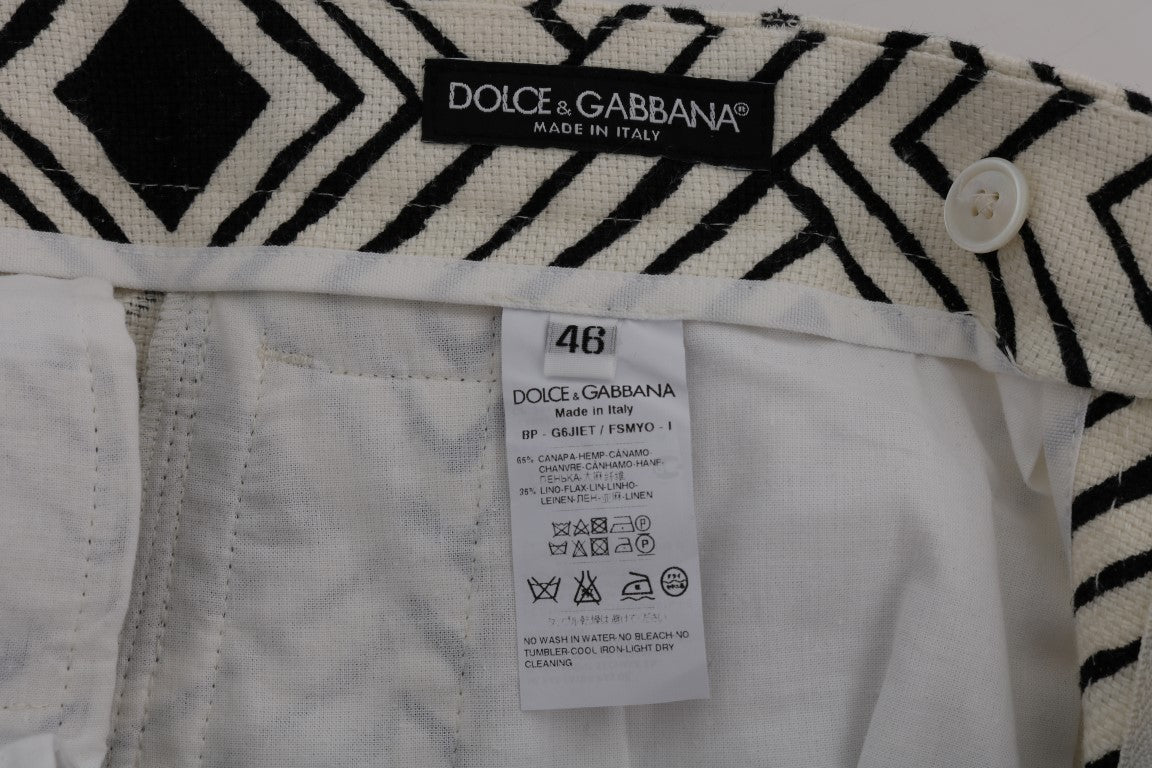 Dolce &amp; Gabbana Chic Striped Casual Shorts - Hemp and Linen Blend