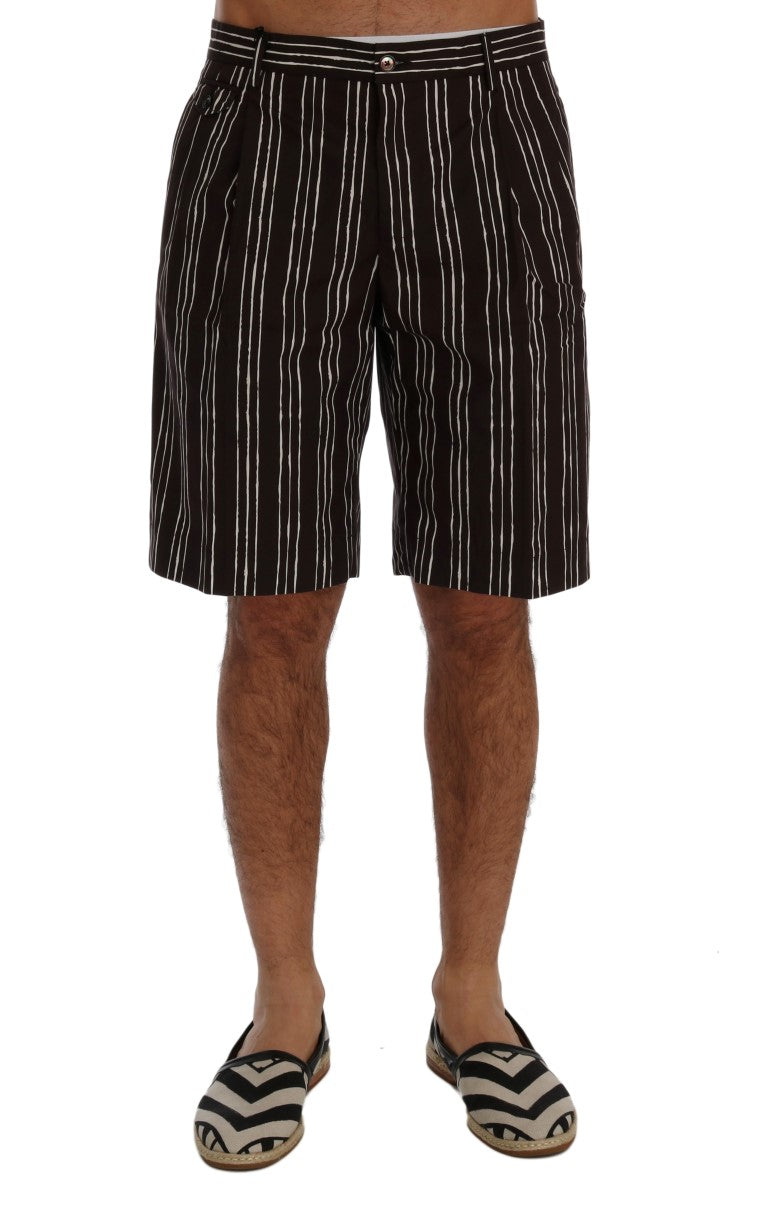 Dolce &amp; Gabbana Bordeaux striped cotton knee-high shorts