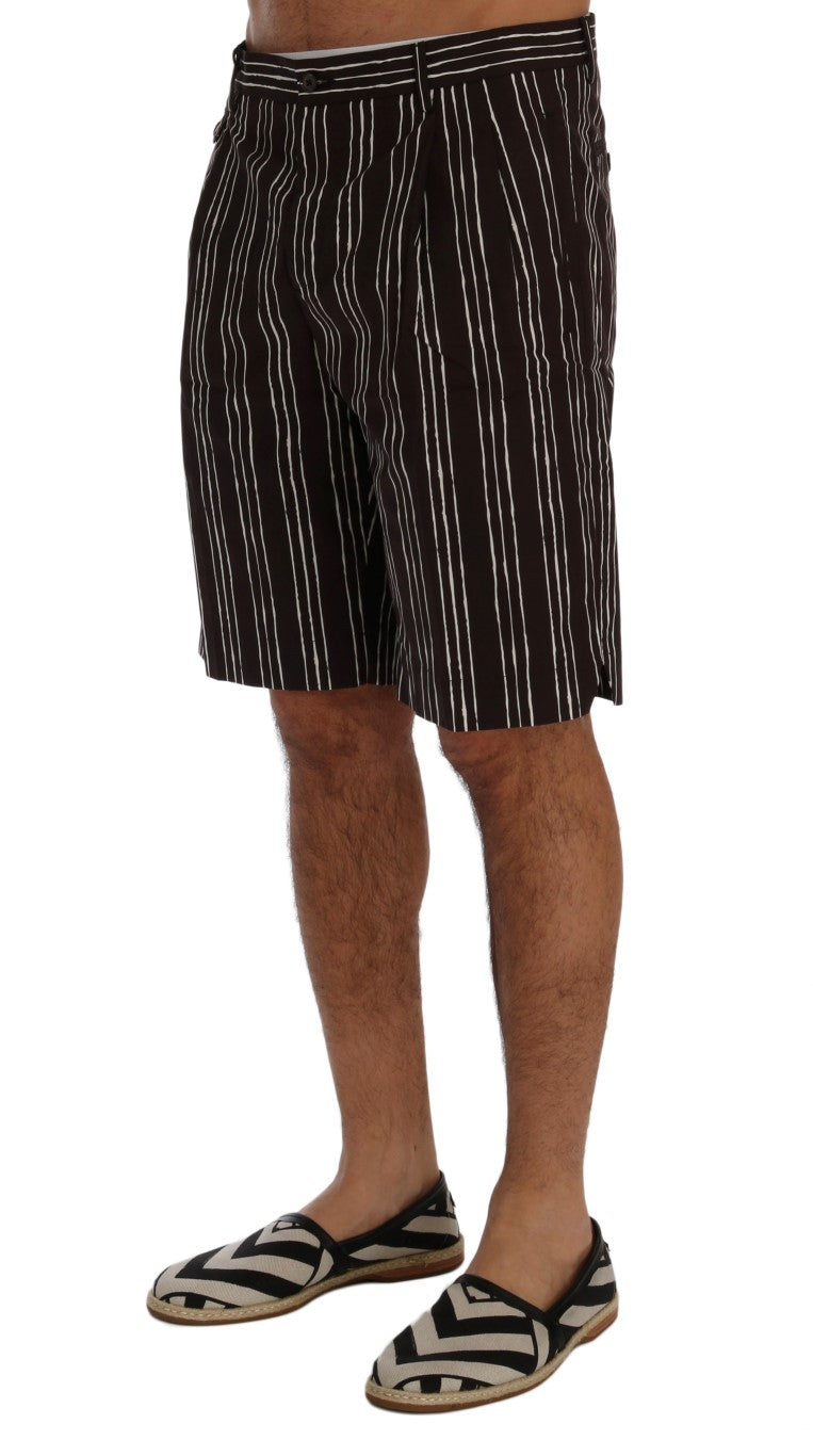 Dolce &amp; Gabbana Bordeaux striped cotton knee-high shorts