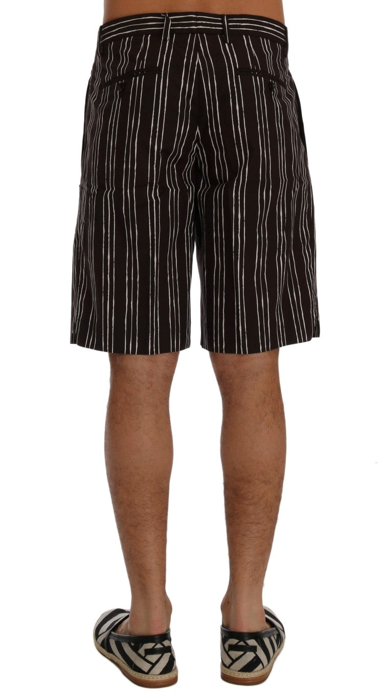 Dolce &amp; Gabbana Bordeaux striped cotton knee-high shorts