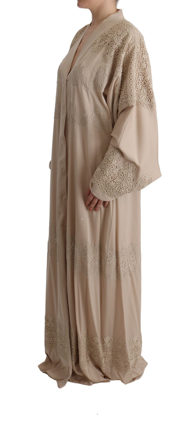 Dolce & Gabbana Elegantes Beige Cape Kaftan Kleid