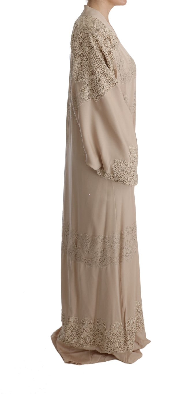 Dolce & Gabbana Elegantes Beige Cape Kaftan Kleid