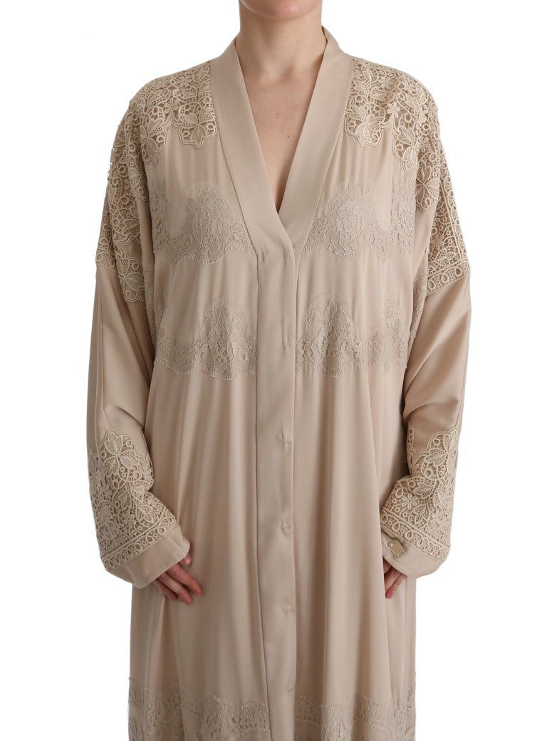 Dolce & Gabbana Elegantes Beige Cape Kaftan Kleid