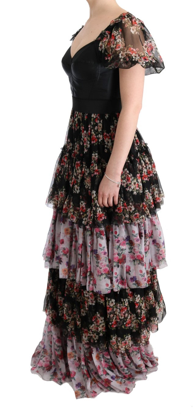 Dolce &amp; Gabbana Elegant floral sheath dress in multi-coloured silk blend