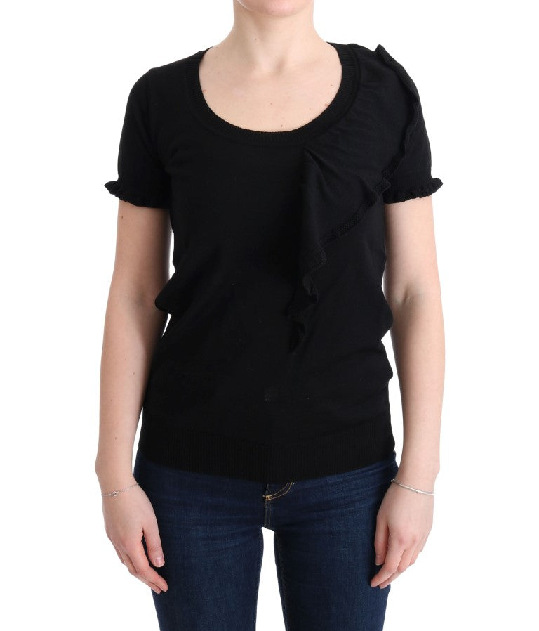 MARGHI LO' Elegant black Lana wool top