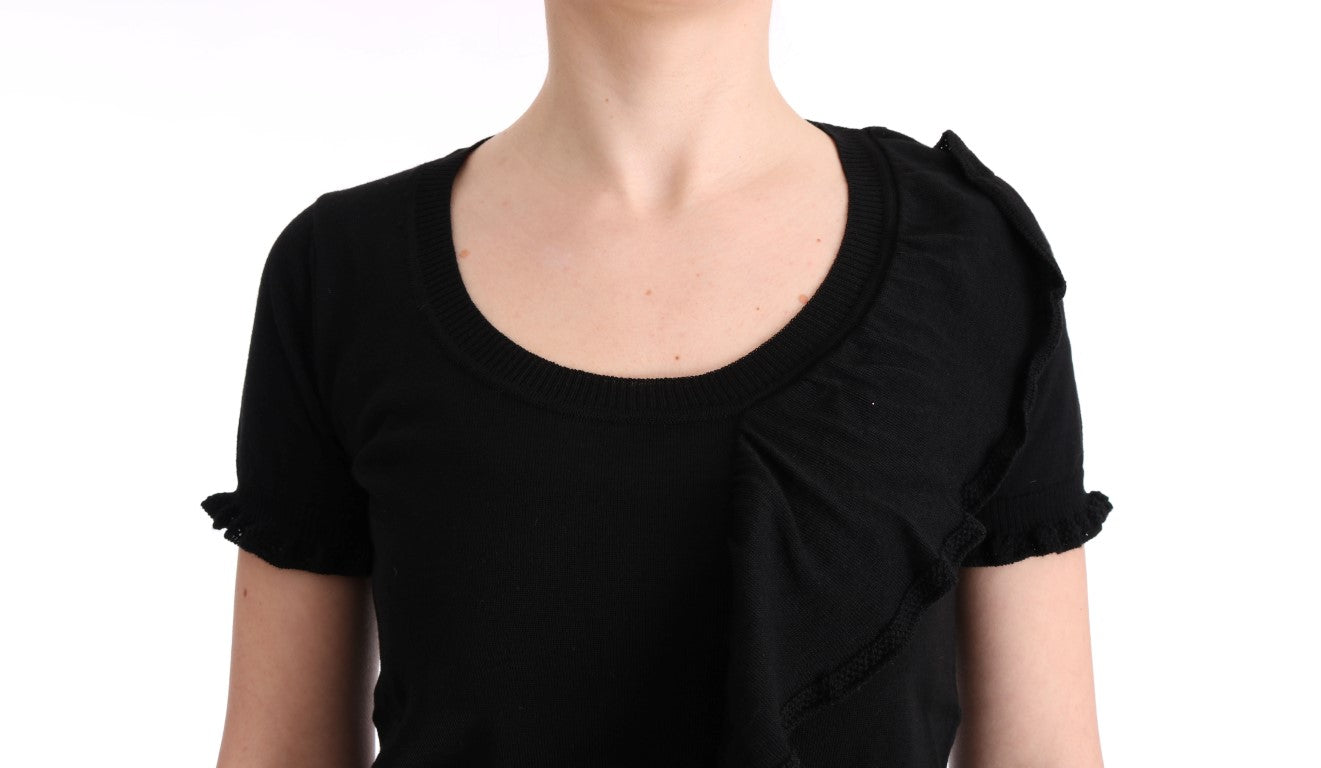 MARGHI LO' Elegant black Lana wool top