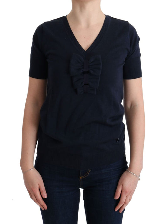 MARGHI LO' Elegant top in blue wool - Chic elegance for every day