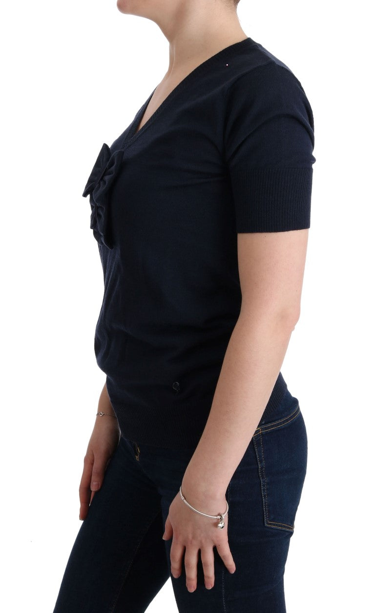 MARGHI LO' Elegant top in blue wool - Chic elegance for every day