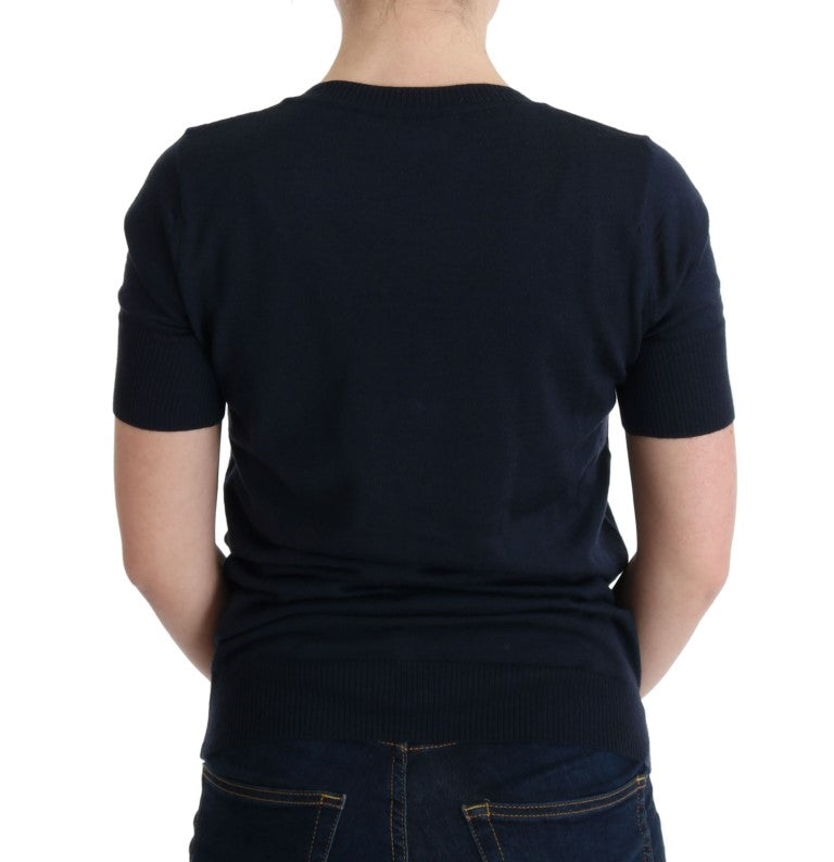 MARGHI LO' Elegant top in blue wool - Chic elegance for every day