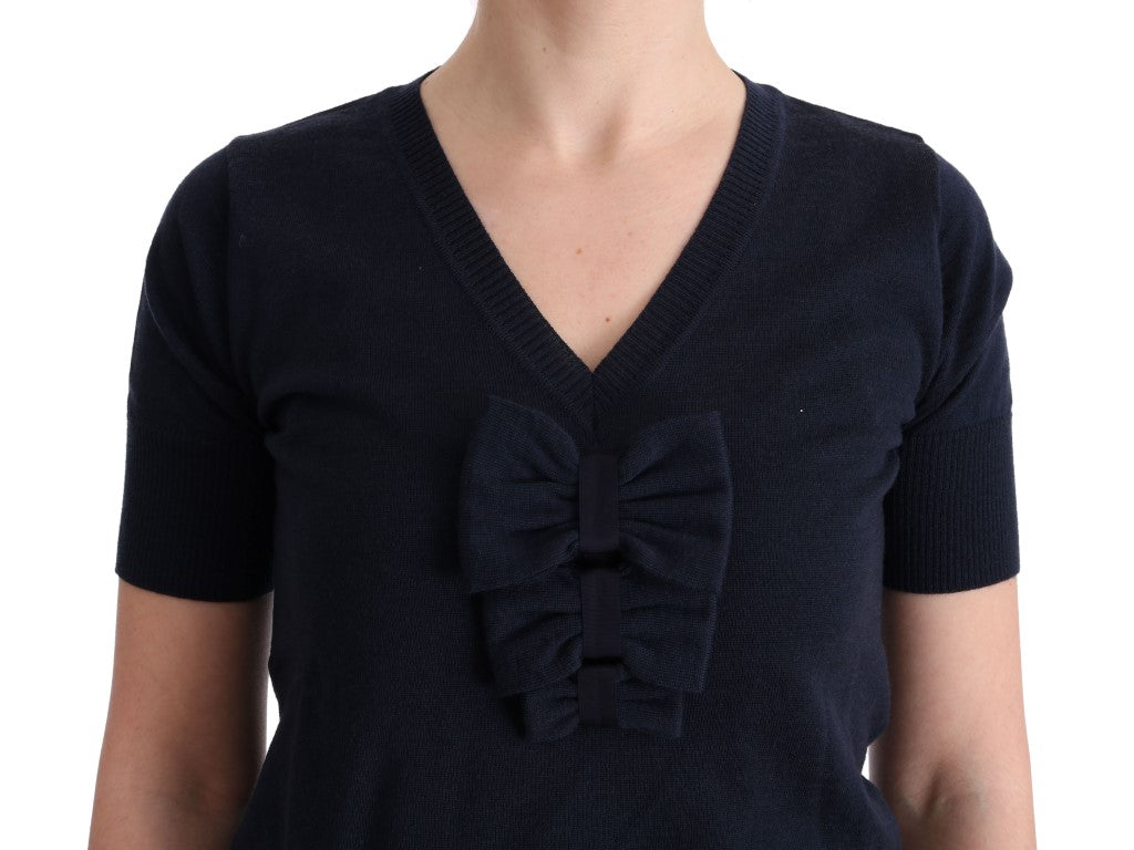 MARGHI LO' Elegant top in blue wool - Chic elegance for every day