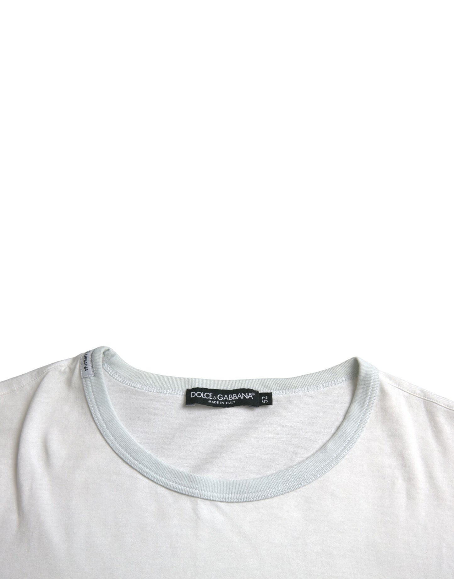 Dolce &amp; Gabbana White cotton round neck short sleeve t-shirt