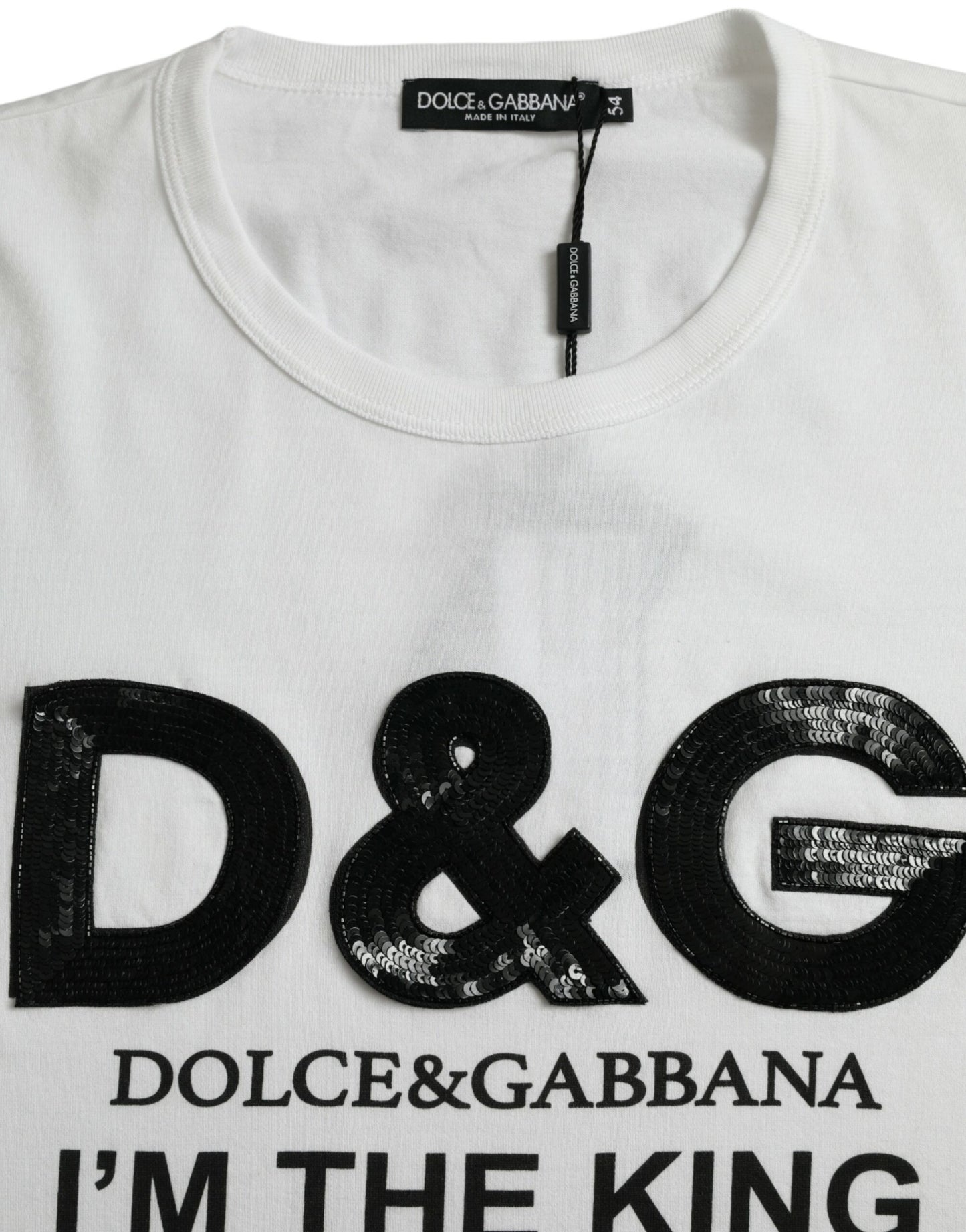 Dolce &amp; Gabbana White D&amp;G King Print Cotton Crew Neck T-Shirt