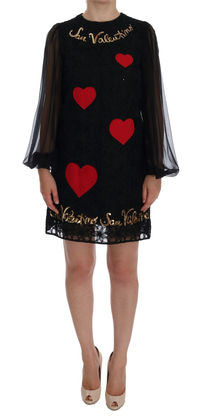 Dolce &amp; Gabbana Black Sequined Lace Shift Dress