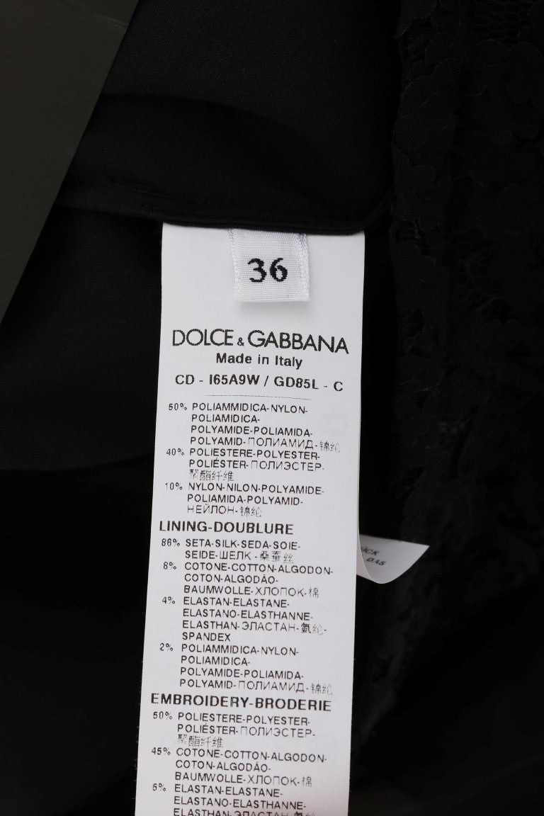 Dolce & Gabbana Elegantes schwarzes Shiftkleid mit Herzapplikation aus Spitze