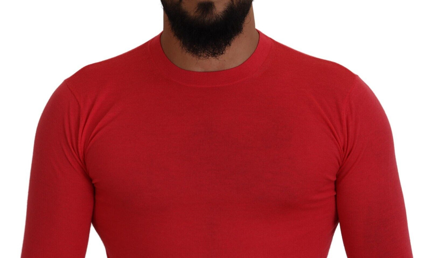 Dsquared² Red wool sweater with long sleeves and round neck