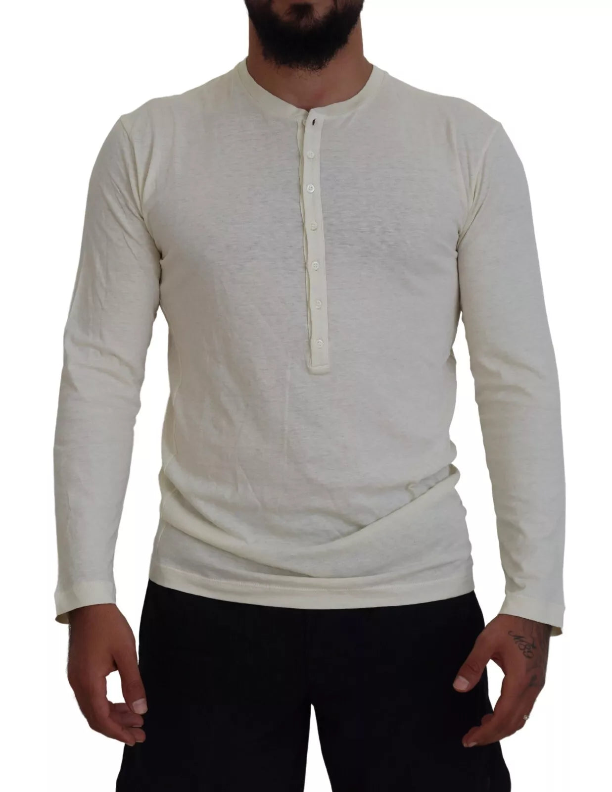 Dsquared² Beige Cotton-Linen Long Sleeve Sweater