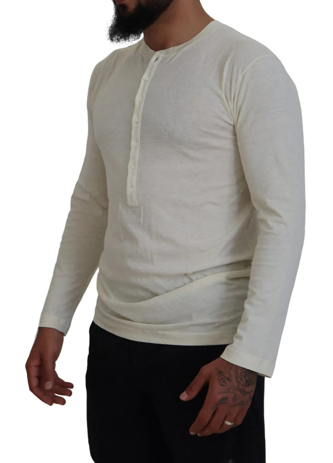 Dsquared² Beige Cotton-Linen Long Sleeve Sweater