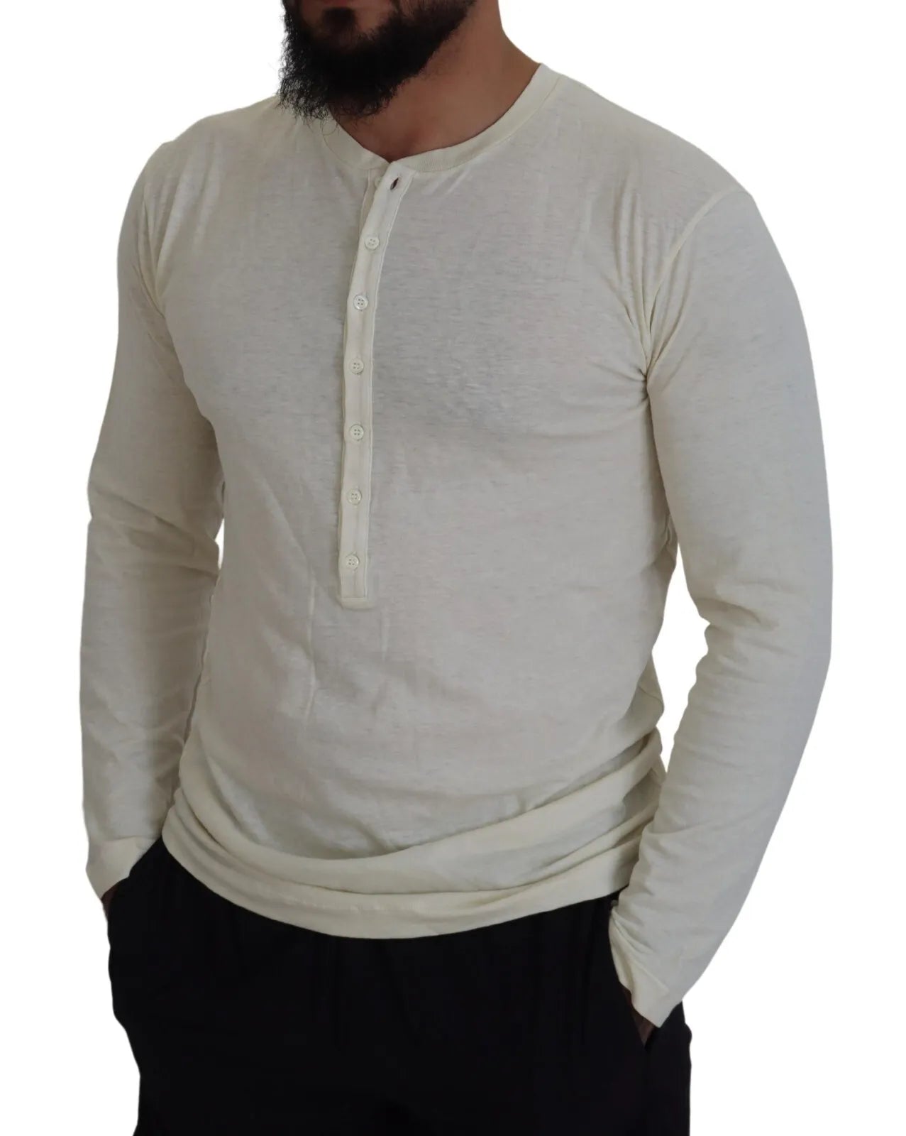 Dsquared² Beige Cotton-Linen Long Sleeve Sweater